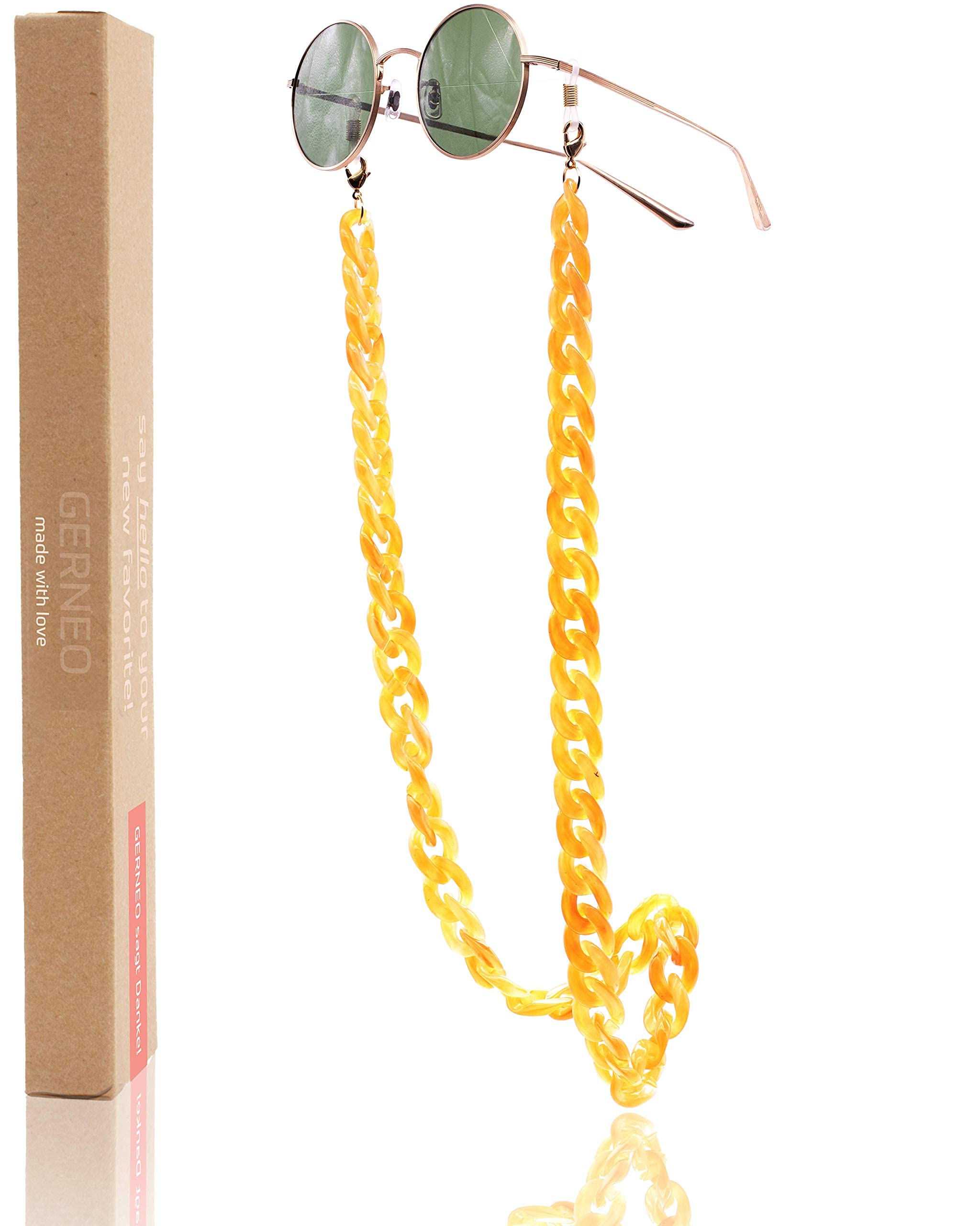 GERNEO Havana - Cadena acrílica para gafas - resistente a la corrosión - cadena para gafas y correa para gafas de sol y de lectura única - con mosquetón
