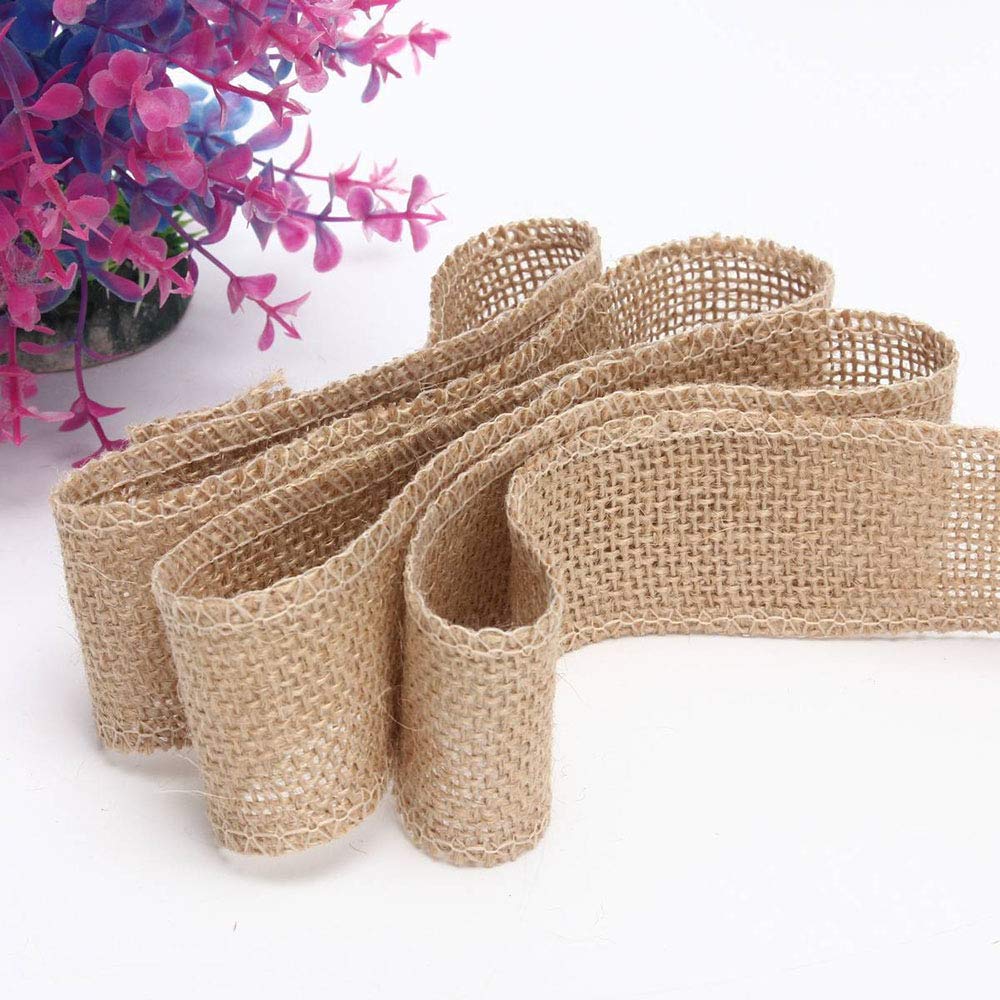MoonyLI Sackleinen-Band, natürliche Sackleinen Stoff Ribbon Roll für Hochzeit Veranstaltungen Party und Inneneinrichtungen, Kunsthandwerk hausgemachte DIY-Projekte, 25-Yard