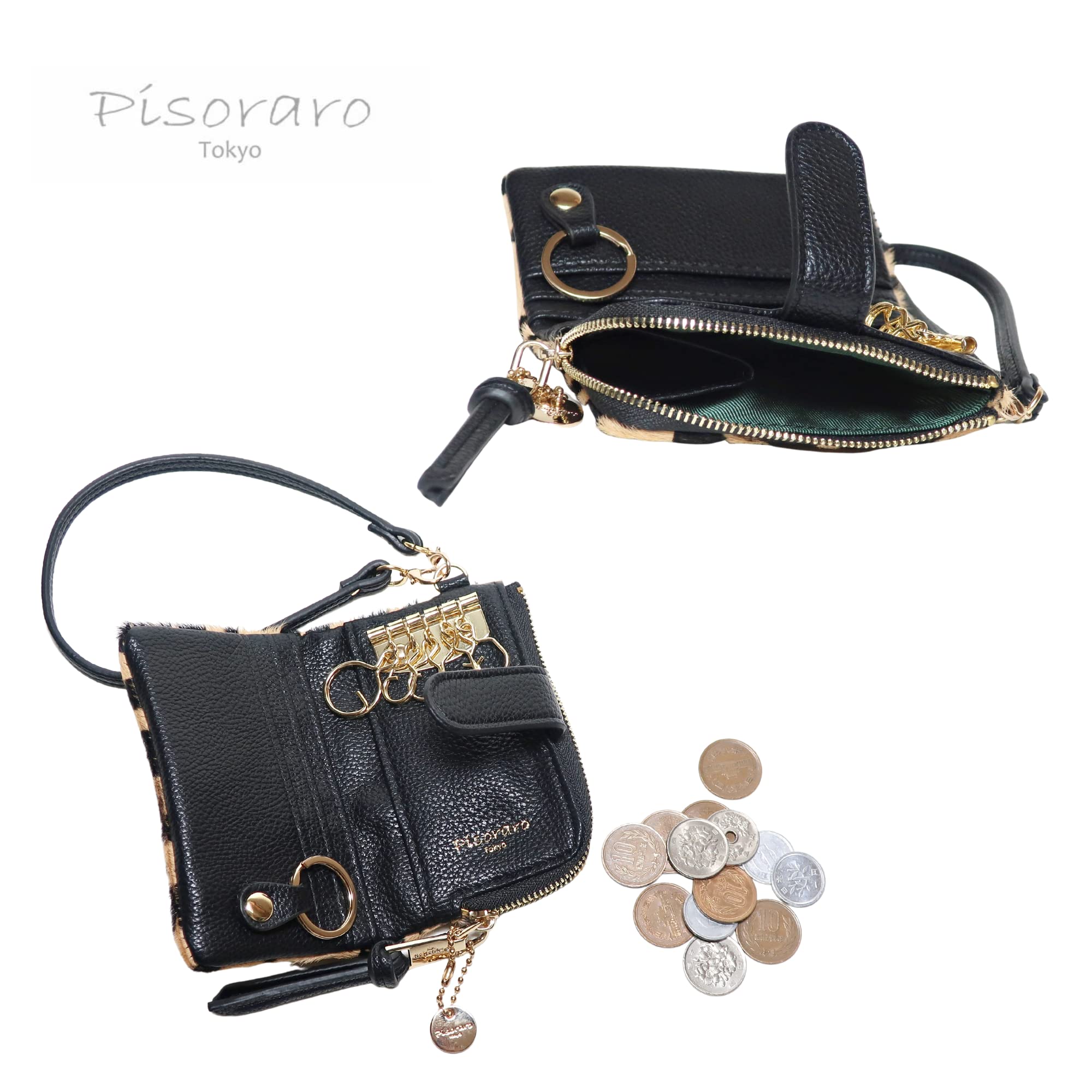 Amazon.co.jp: Pisoraro ピソラロ ハラコ レオパード柄 コインケース 