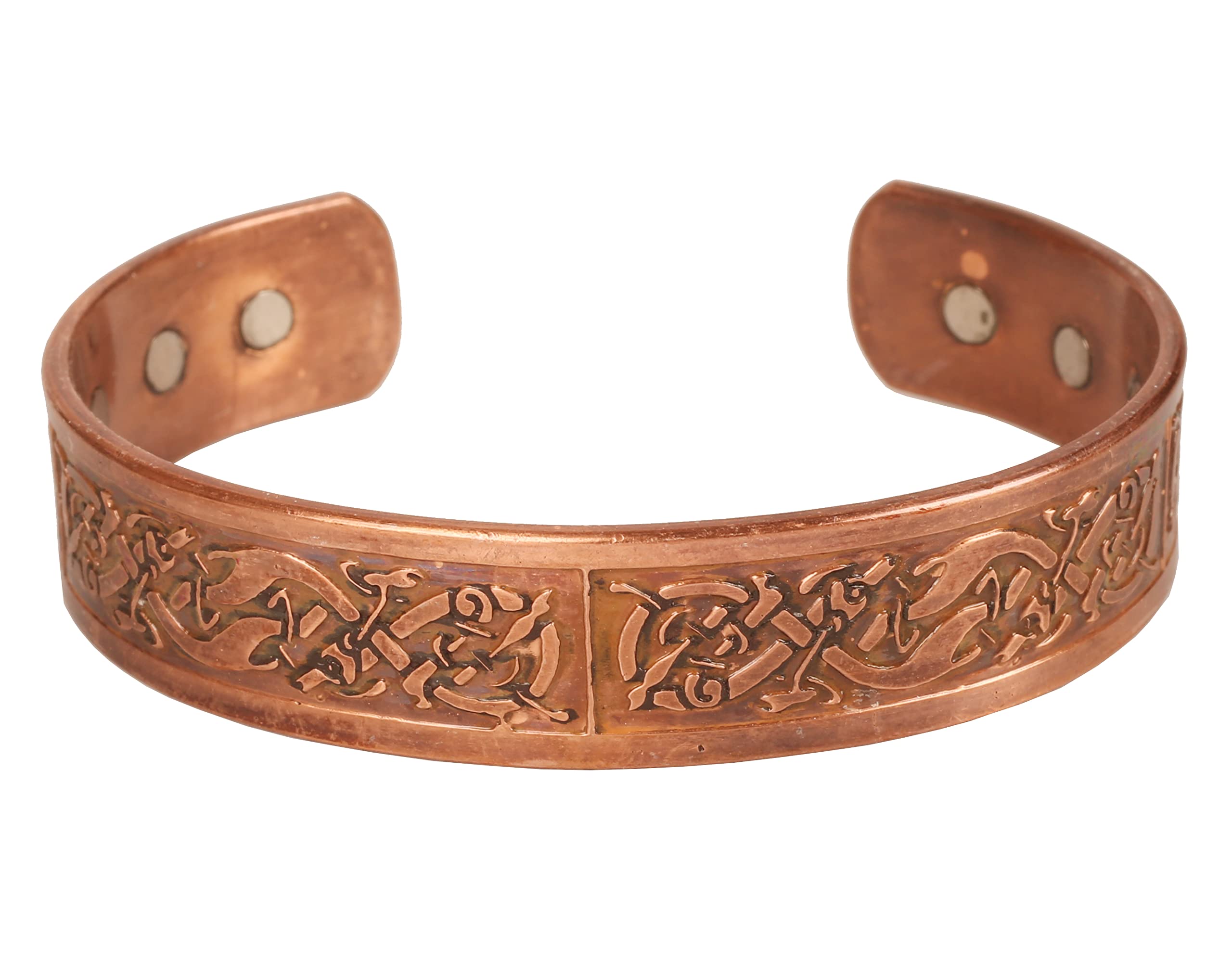Handcrafted Copper Bracelet Hand Forged with Solid and High Gauge Tibetan Style Engraved Cuff Jewelry For Women Men