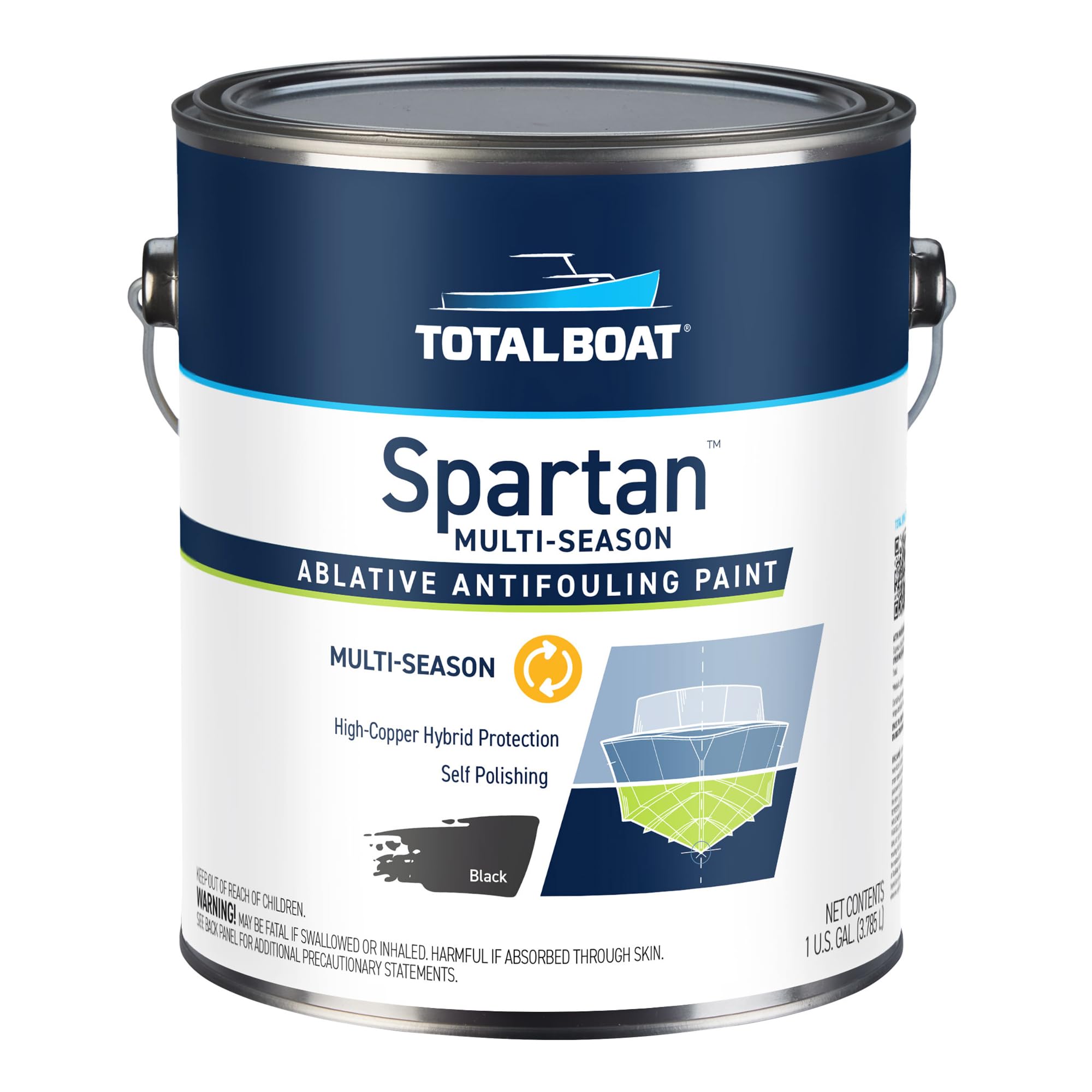 TotalBoat Spartan Antifouling Bottom Paint for Boats - Multi-Season Protection for Fiberglass, Wood and Steel (Black, Gallon)