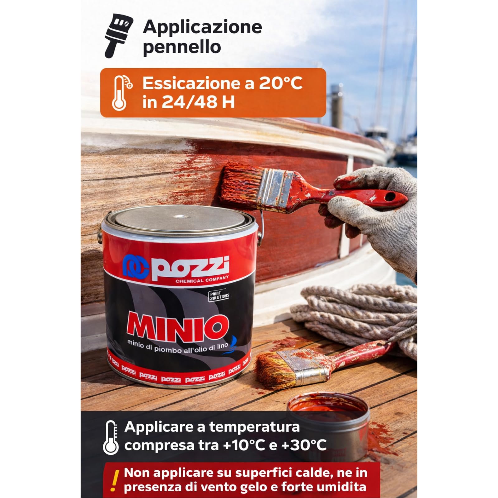 2 Lt antiruggine al minio di piombo all'olio di lino serie 620 per ferro legno barche professionale