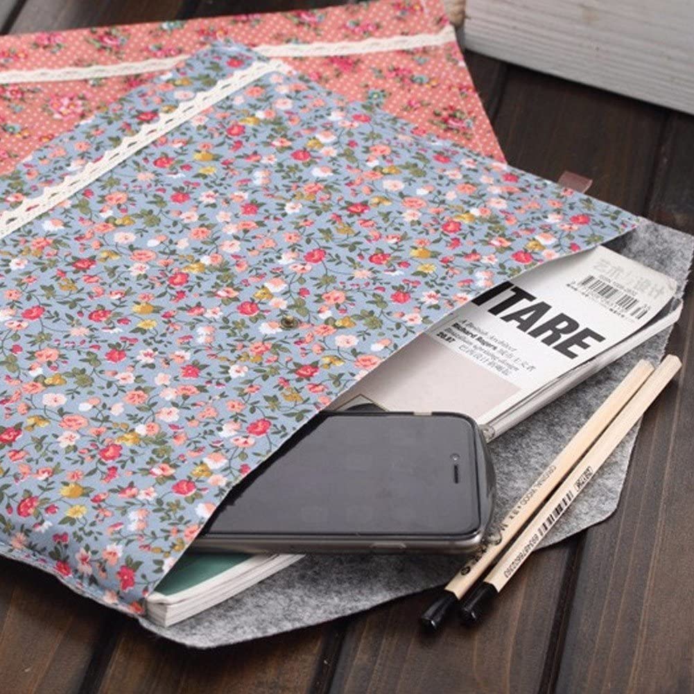 sobre de Archivo de tamaño A4, Carpeta de Archivos Floral Retro, Carpeta de Bolsa de Documentos de Tela con Cierre de botón a presión para Oficina Escolar