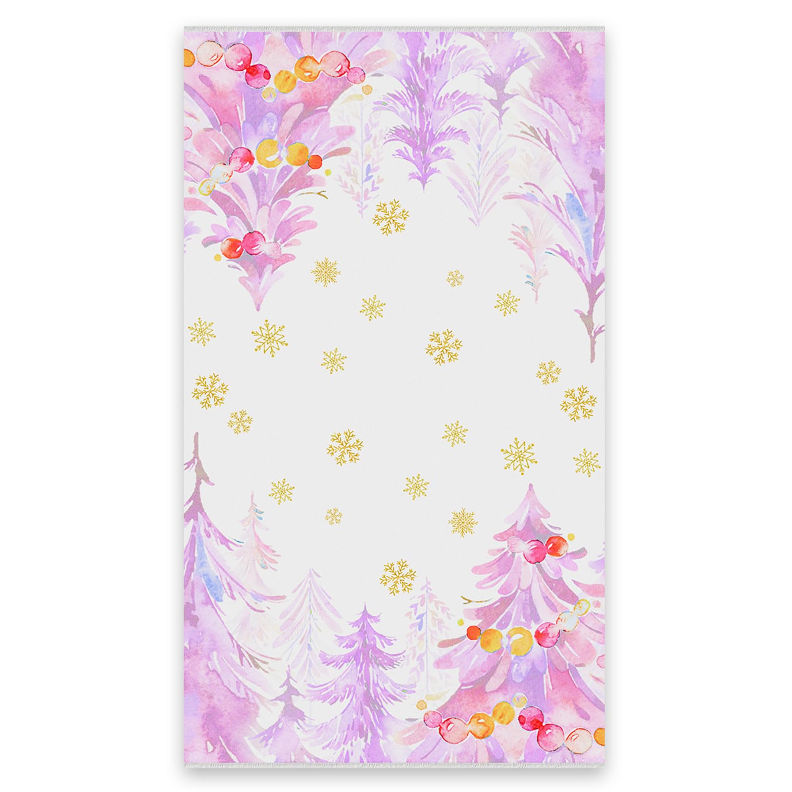 Christmas Snowflake Towels Watercolor Design Holiday Tree Towels for Seasonal Bathroom and Kitchen Use