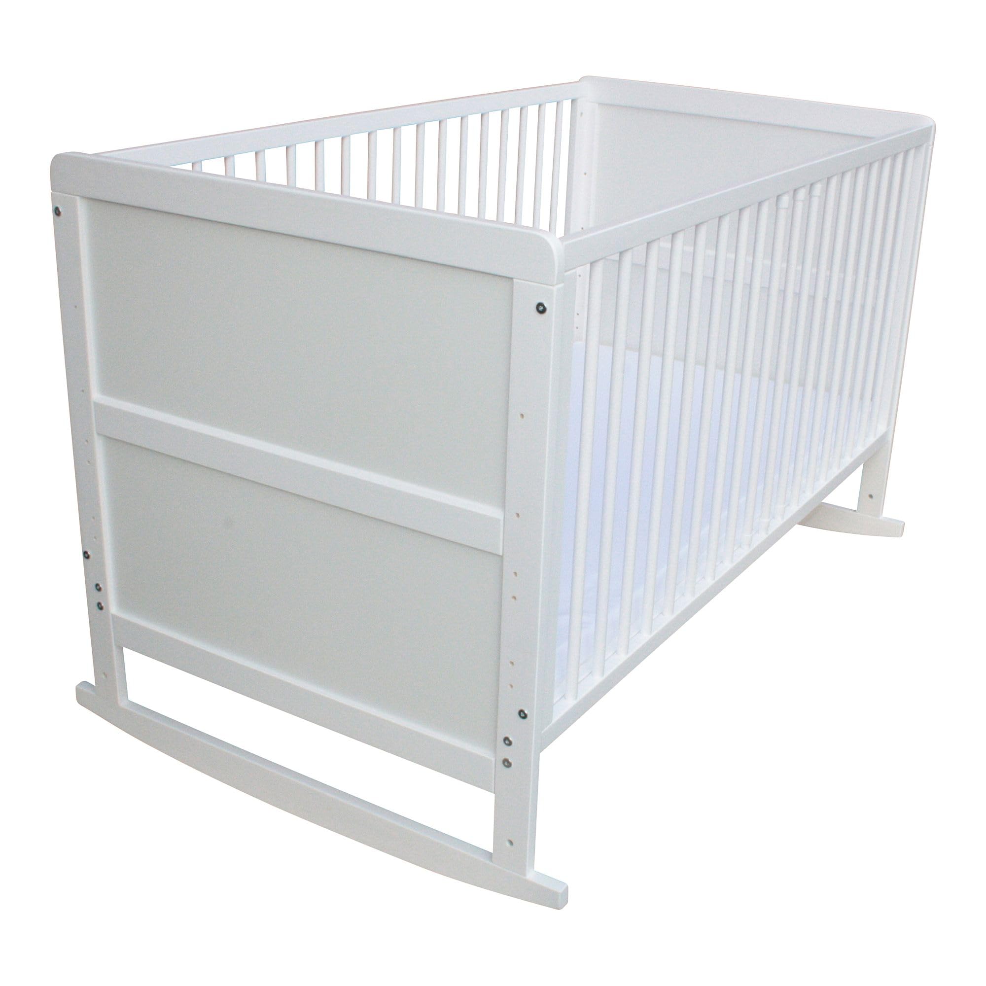 Kinderbett Juniorbett Beistellbett Wiege 140 x 70cm 4in1 mit Matratze weiß