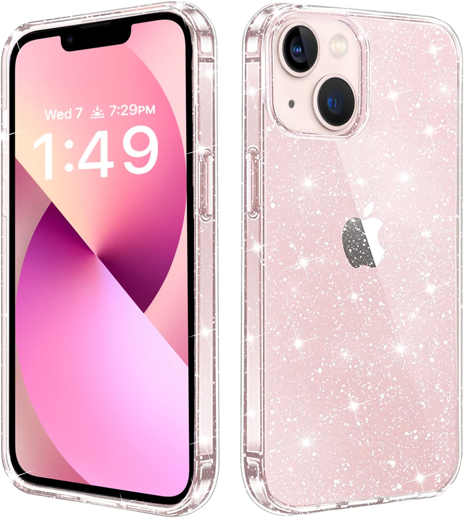 Compatible with iPhone 13 Case, Clear Glitter Soft TPU Shockproof Protective Bumper Cover, Sparkle Bling Sparkly Cute Slim Women Girls Phone Case for iPhone 13, 6.1inch