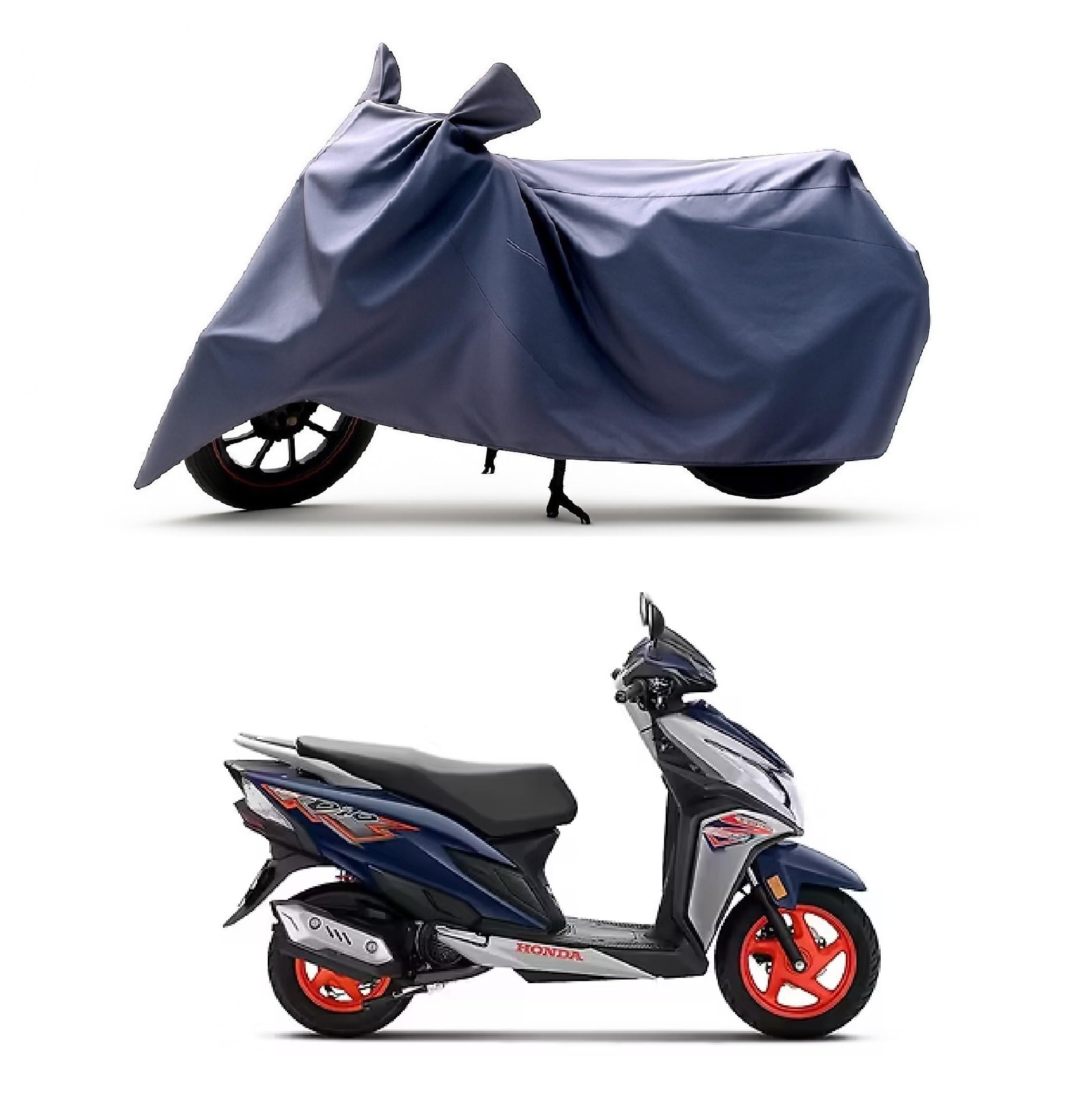 All Season Protection Bike Cover for Dio 125 X Edition Scooty Scooter Bike Cover with Water-Resistant and Dust Proof Premium 190T Fabric_Entire Grey-picture-28