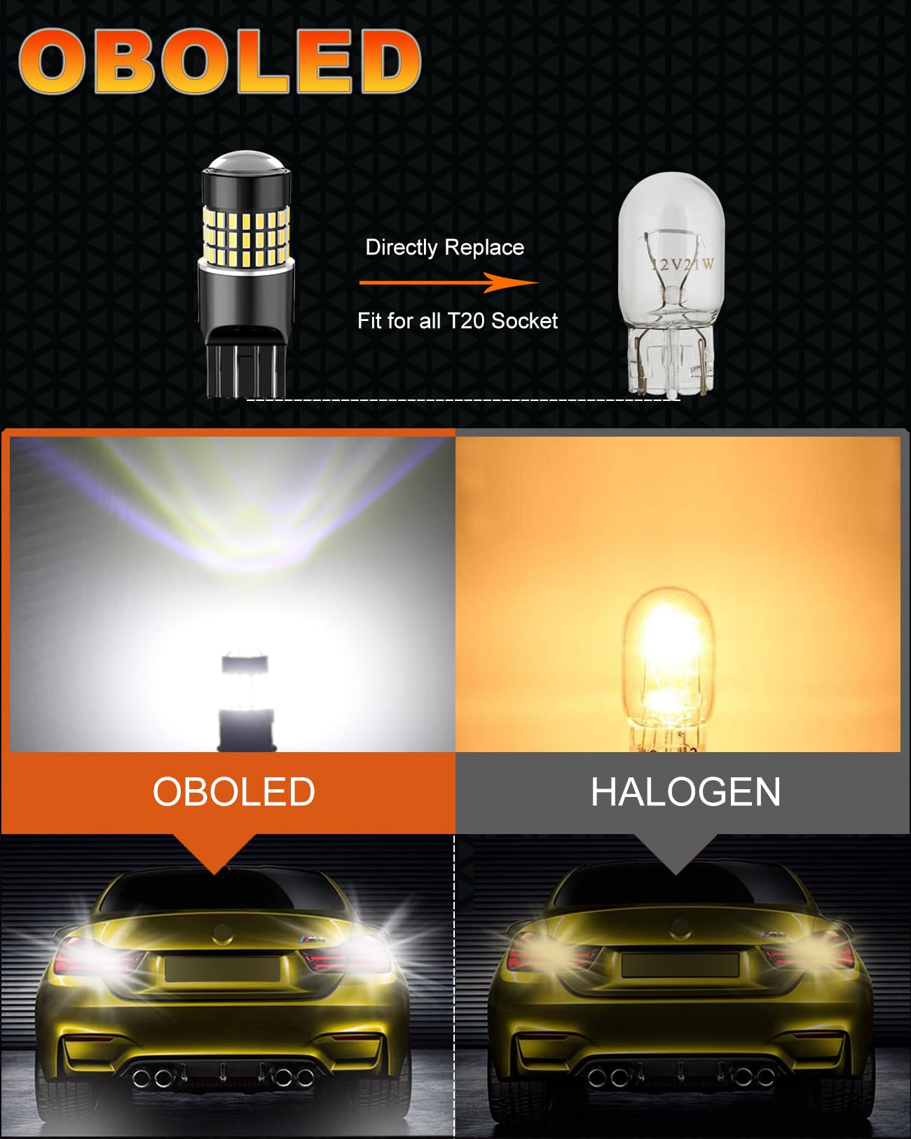 T20 W21W Żarówka LED W21/5W 7440 7443 992 78SMD do samochodu światło cofania do jazdy wstecznej DRL światła do jazdy dziennej hamulca parkowania kierunkowskazy 12 V 24V 6500K biały 2X