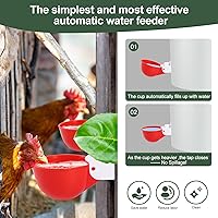 Vista 3 de Vasos para bebedero de pollo (paquete de 8/rojo) – Alimentador automático de agua grande para pollos para patos, pollitos, pavos, codorniz, conejos