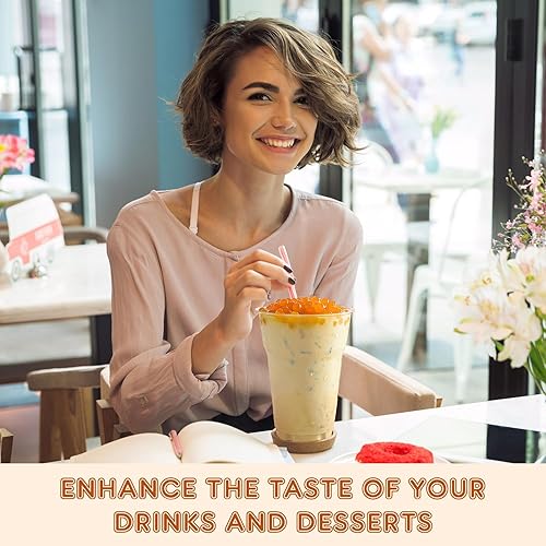 Vista 204 de Fanale Perlas de fresa y mango, veganas, sin OMG, sin gluten, sin grasa, perfectas para té de burbujas, batidos, helados, postres y bebidas, 2