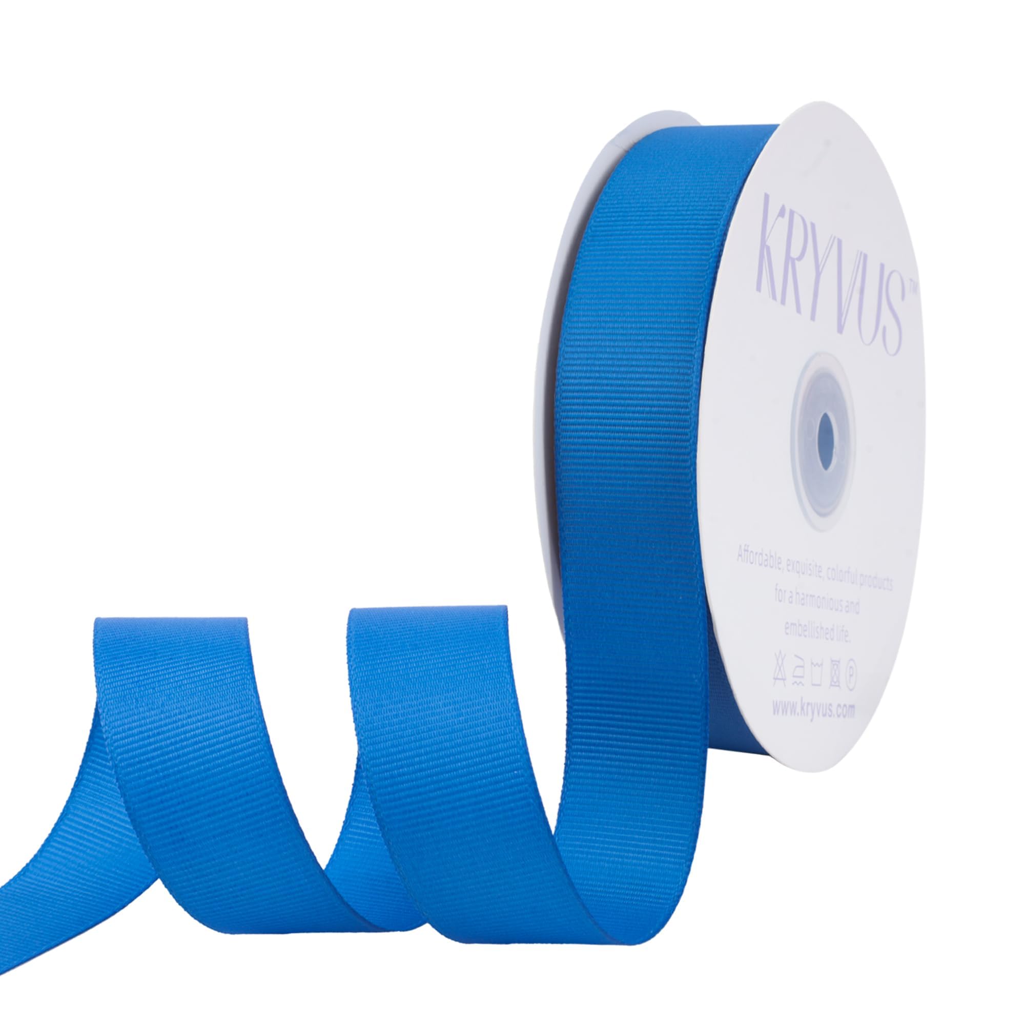 Kryvus Grosgrain Ribbon, Royal Blue Ribbon 25mm x Continuous 45 Metres