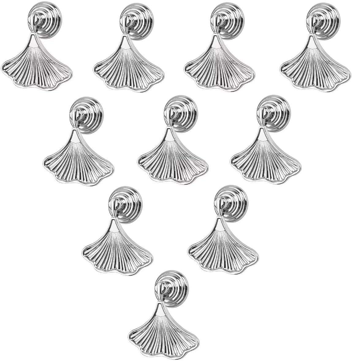 Antique Ginkgo Leaf Cabinet Knobs,Vintage Kitchen Zinc Alloy Shabby Chic Drawer Pull Handles for Dresser Vanity Nightstand Cupboard Wardrobe, 10 Pack (Antiuqe Silver