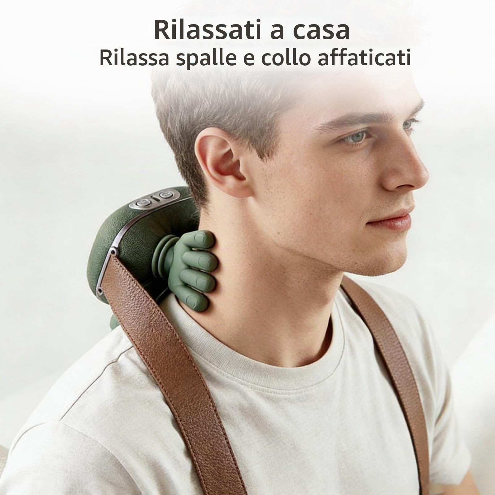 Massaggiatore per collo e spalle, massaggiatore professionale Shiatsu per collo, portatile per tessuti profondi 4D impastare con calore, design intelligente simulato della mano umana per