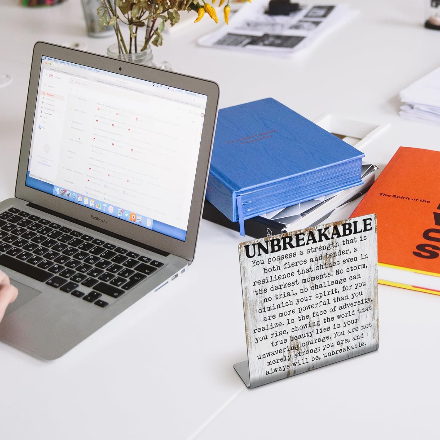 Unbreakable Inspirational Desk Sign Resilience & Strength Quote Decor, Rustic Steel Plaque Gift for Women, Survivors, Therapists, Friends, or Coworkers – Mental Health Empowerment Sign XLK516 - Image 5