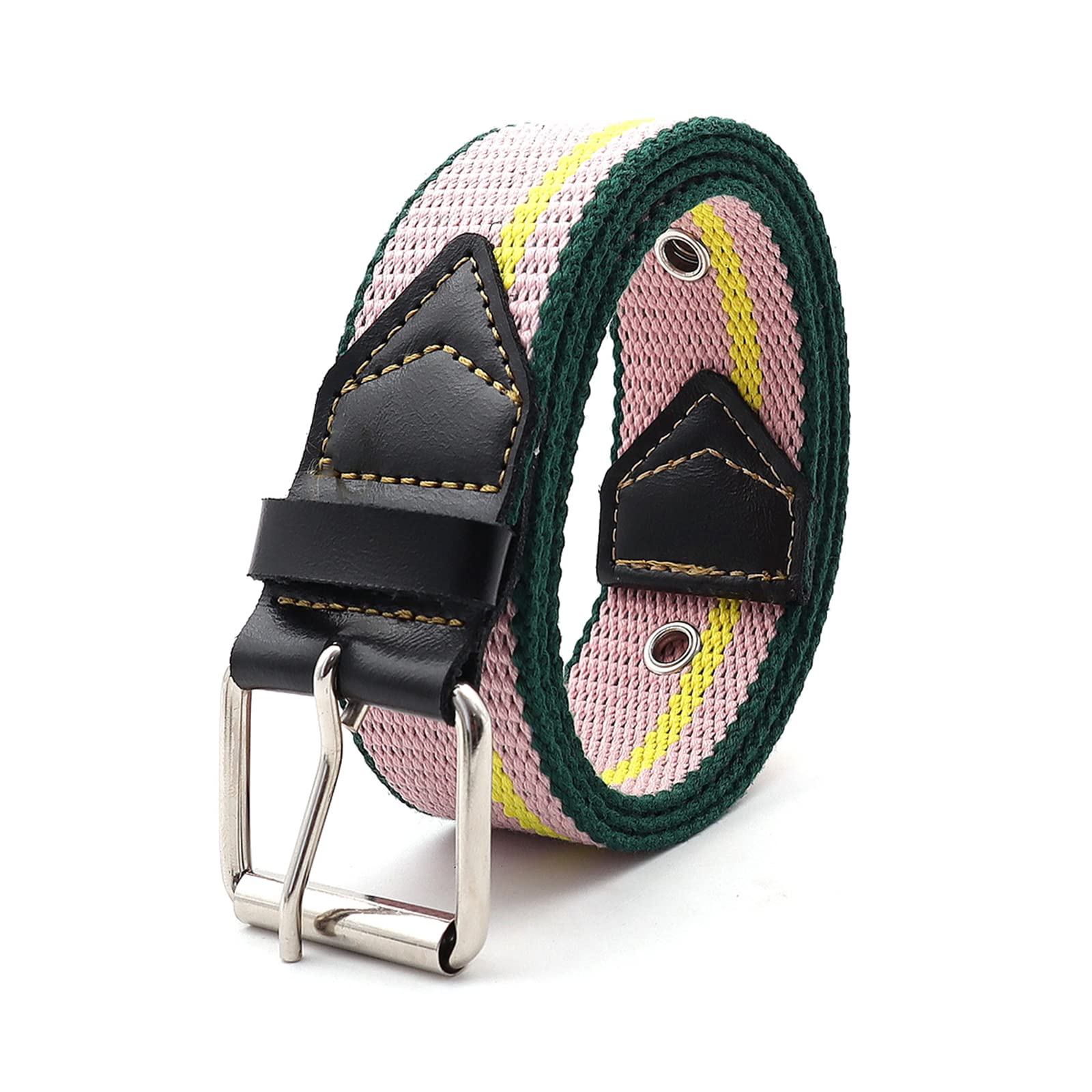 Rainbow Striped Canvas Pin Buckle Belt Women's Casual Tactical Nylon Belt 3.8 cm Width Jeans Belt, 120cm