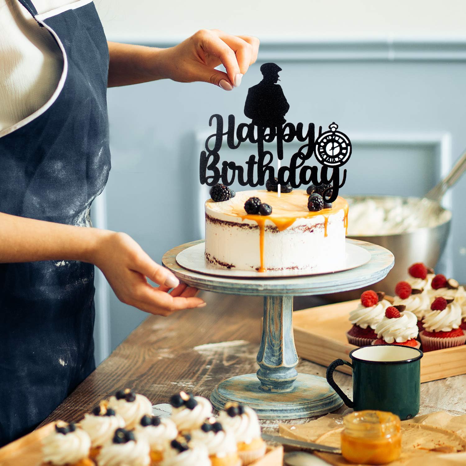 Snapklik.com : Vintage Men Happy Birthday Cake Topper - Retro 1900s Happy  Birthday Party Glitter Cake Topper For Men - Gangster Movie Themed Party  Decorations, image size:1500x1500