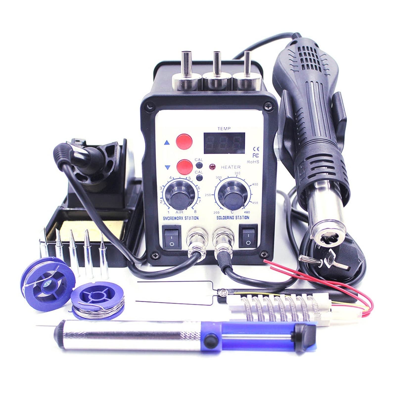 Estación de soldadura 8586 dual con sistema de enfriamiento automático para soldar componentes BGA