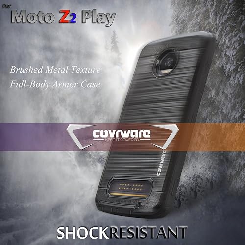 Miniatura 8 de COVRWARE Funda de tanque de hierro para Moto Z2 PLAY  Z2 FORCE con protector de pantalla integrado, armadura de cuerpo completo resistente diseño de