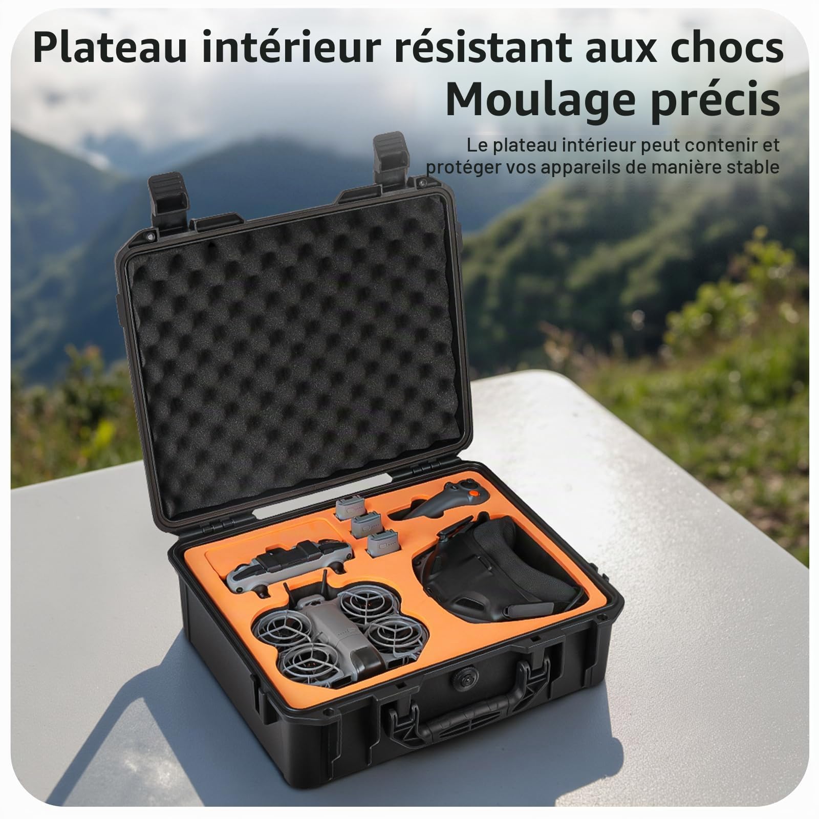 Étui de Transport Rigide Étanche pour DJI Neo 2 Motion Fly More Combo Sac de Rangement pour DJI Goggles N3/RC-N3 Anti-Chute Absorption des Chocs Boîte de Protection Accessoire pour Drones
