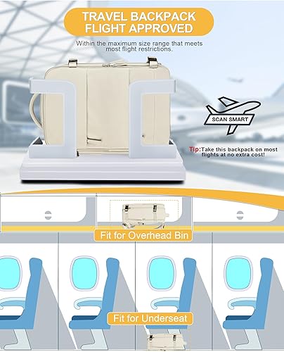 Miniatura 2 de Mochila de viaje para mujer, aprobada por aerolíneas, bolsas de mano para artículos personales, beige (A-Beige), Estándar, Mochila de viaje para