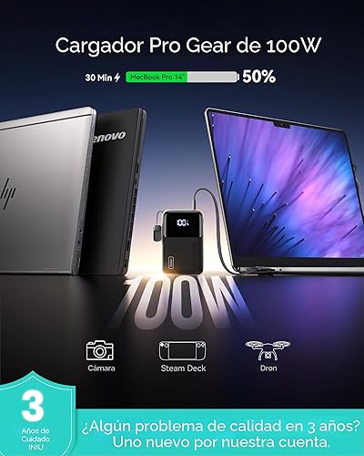 Miniatura 8 de INIU Banco de energía de 100 W, tamaño mini de 25000 mAh, cargador portátil de alta capacidad, USB C entrada y salida de tableta, cargador de