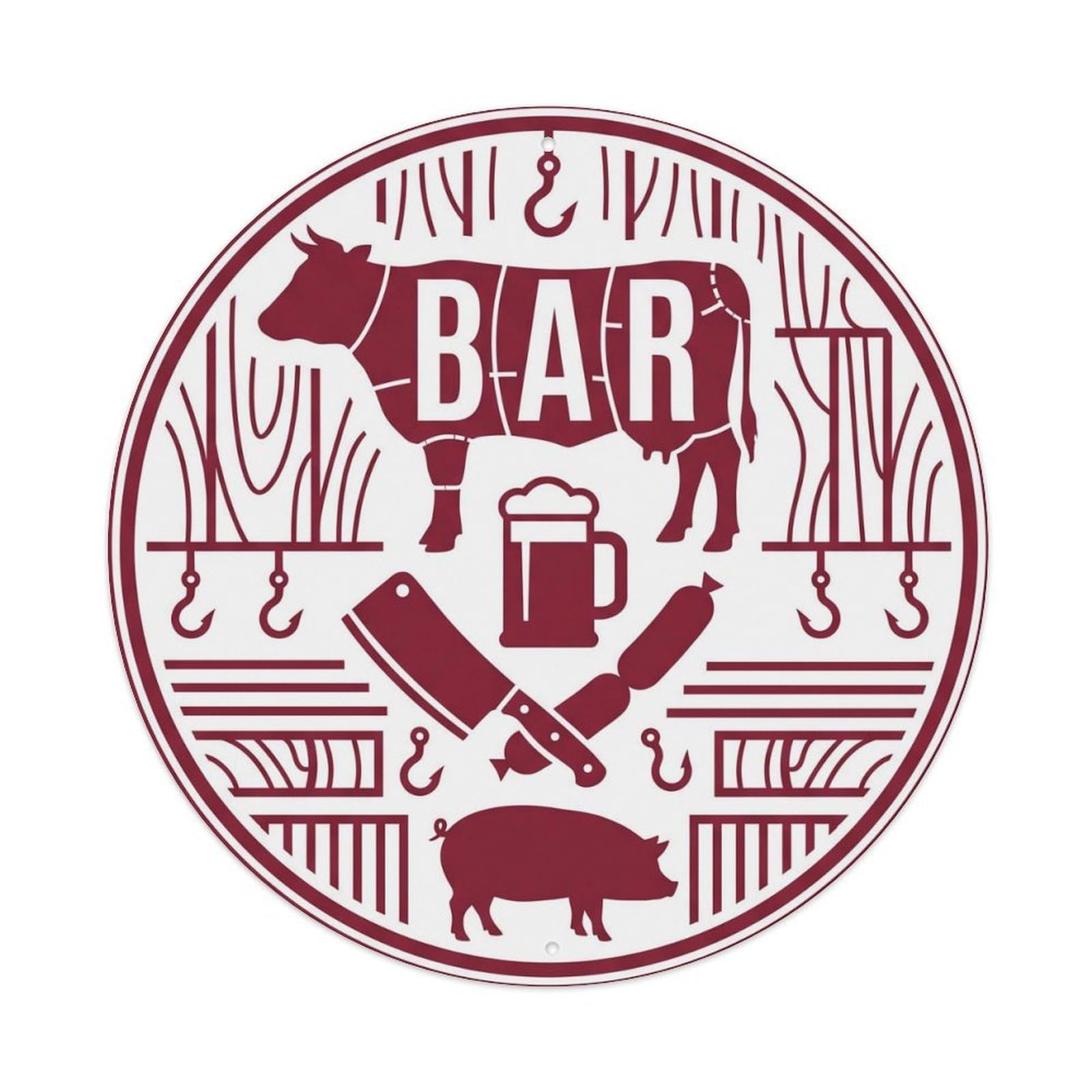 BAR Vintage Butcher Emblem Metal Tin Sign Plaque