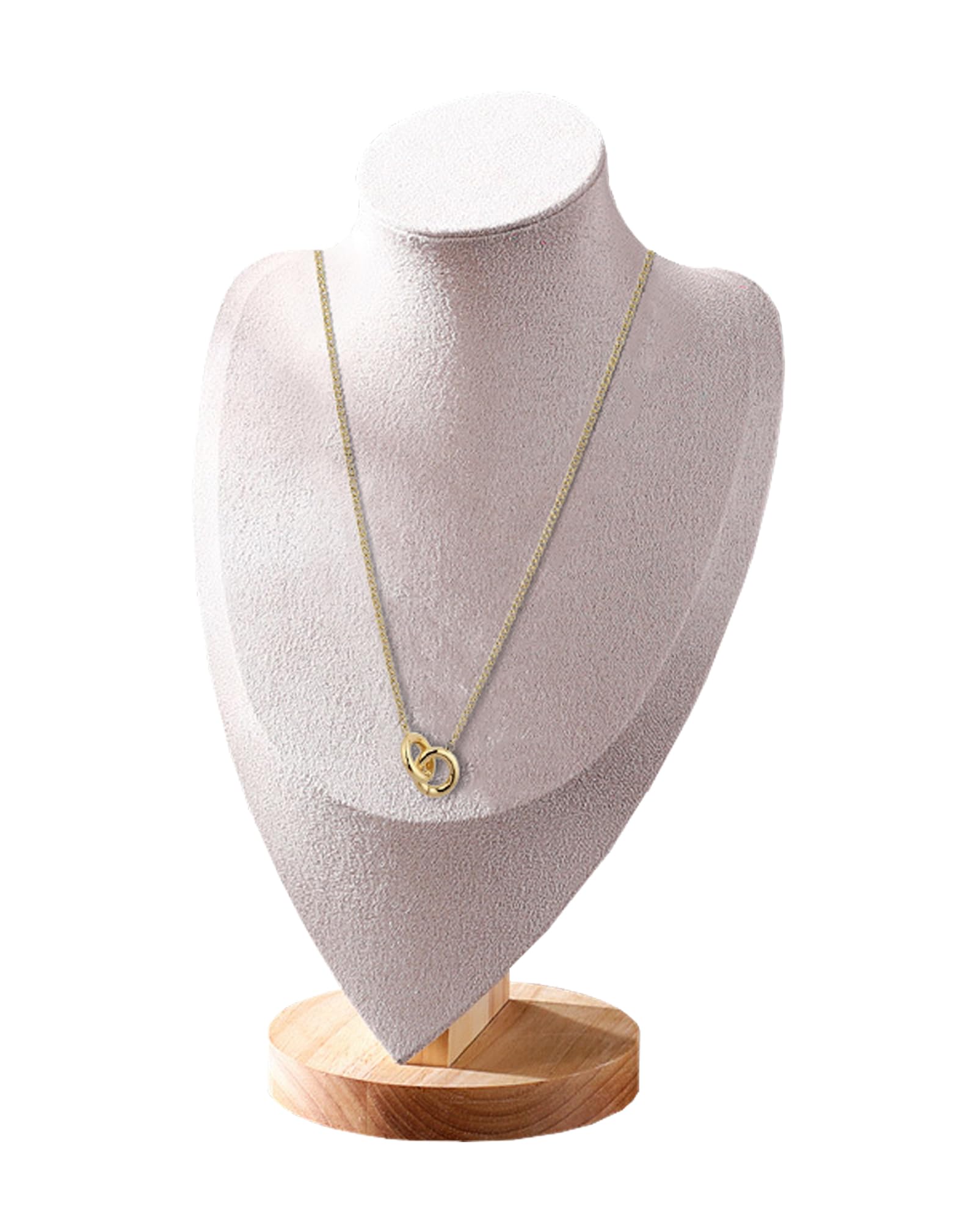 TINGSING Velvet Necklace Display Stand Jewelry Bust Display Stands with Wood Base Mannequin Necklace Pendant Chain Holder Organizer for Jewelry Showcase Boutiques