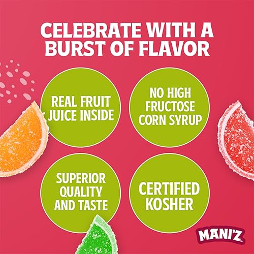 Miniatura 6 de Manischewitz Rebanadas de fruta confitada en una caja de regalo, 8 onzas, hechas con jugo de fruta real, sin gluten, sin jarabe de maíz de alta