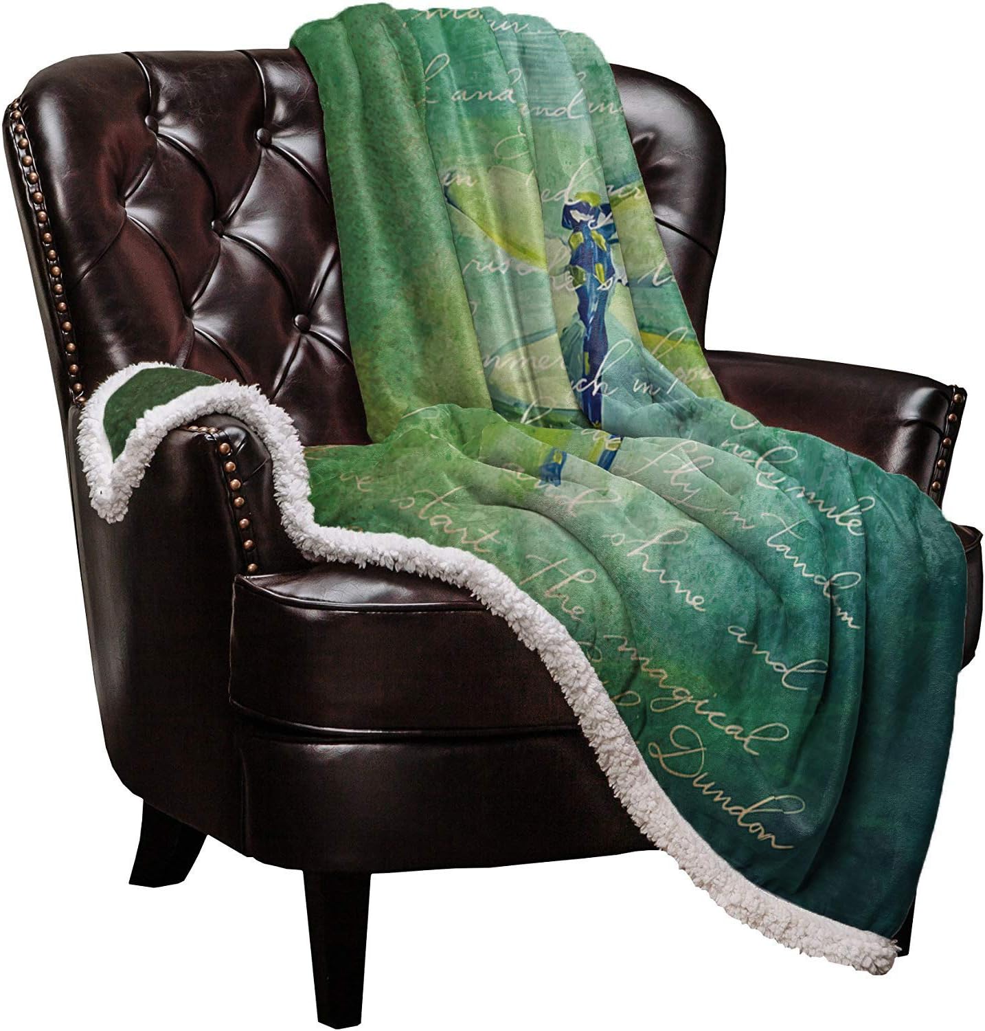 Top Rated LBDOMOV Warm Soft Fleece Throw Blanket, Text and Dragonfly Patterns on a Green Background - Cozy Plush Lightweight Blanket | Winter Couch Bed Sofa Decorative Microfiber Fleece Throws, 59 x 79 Product Deal LBDOMOV Warm Soft Fleece Throw Blanket, Text and Dragonfly Patterns on a Green Background - Cozy Plush Lightweight Blanket | Winter Couch Bed Sofa Decorative Microfiber Fleece Throws, 59 x 79