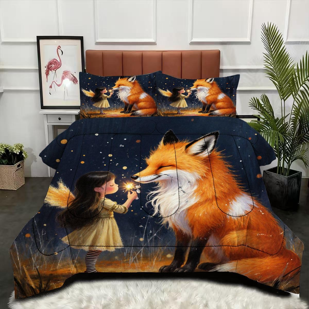 Couette 240x260 cm renard orange microfibre lavable pour simplifier l'entretien