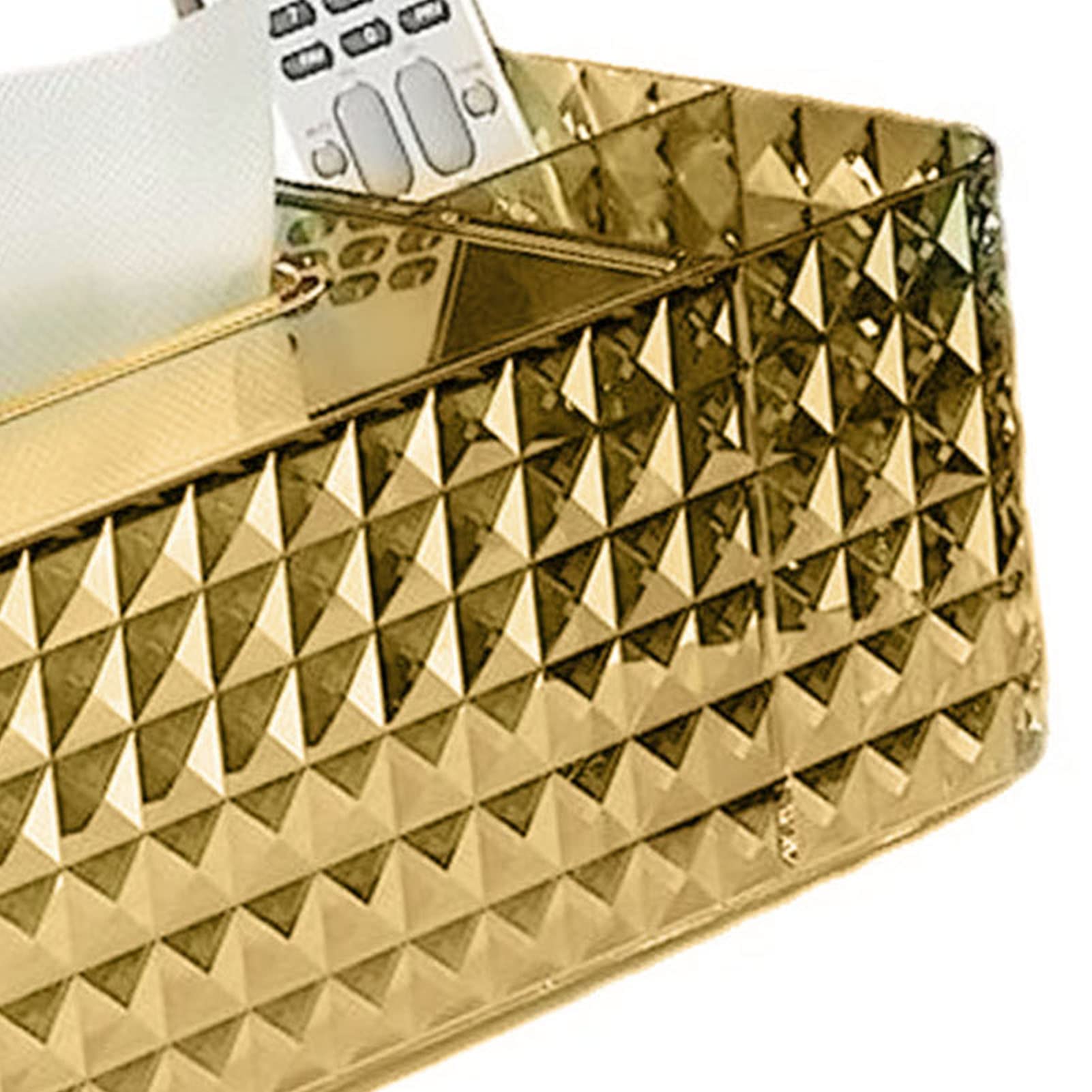 Scatola di fazzoletti, Porta Fazzoletti Texture Rhombus, Copri Scatola Rettangolare Trasparente per Fazzoletti, decorazione per casa e ufficio (Oro)