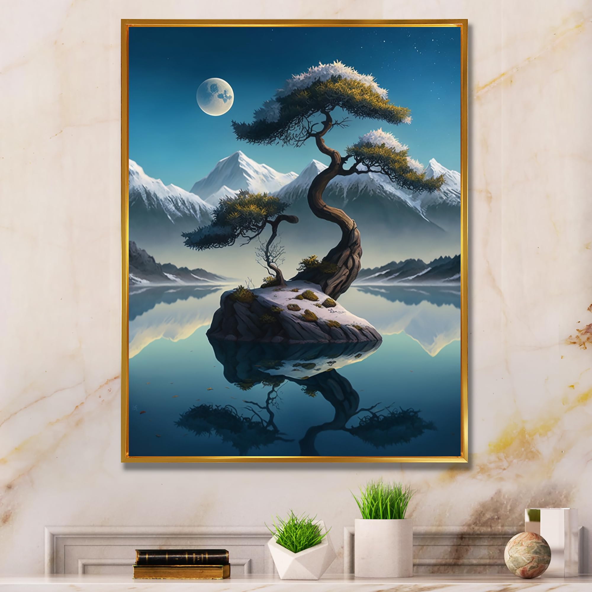 Amazon.com: DesignQ Tree Wall Art, Scenic Sunset Over Bonsai Tree