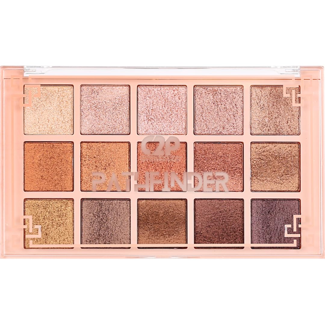 C2P Pro Shimmer Glitter Eyeshadow Palette – Burned Almond 06 (24g) | 15 Colour Pathfinder Eye Shadow Kit | Long-Lasting Highly Pigmented Eye Makeup Palette for Women & Girls-image-8