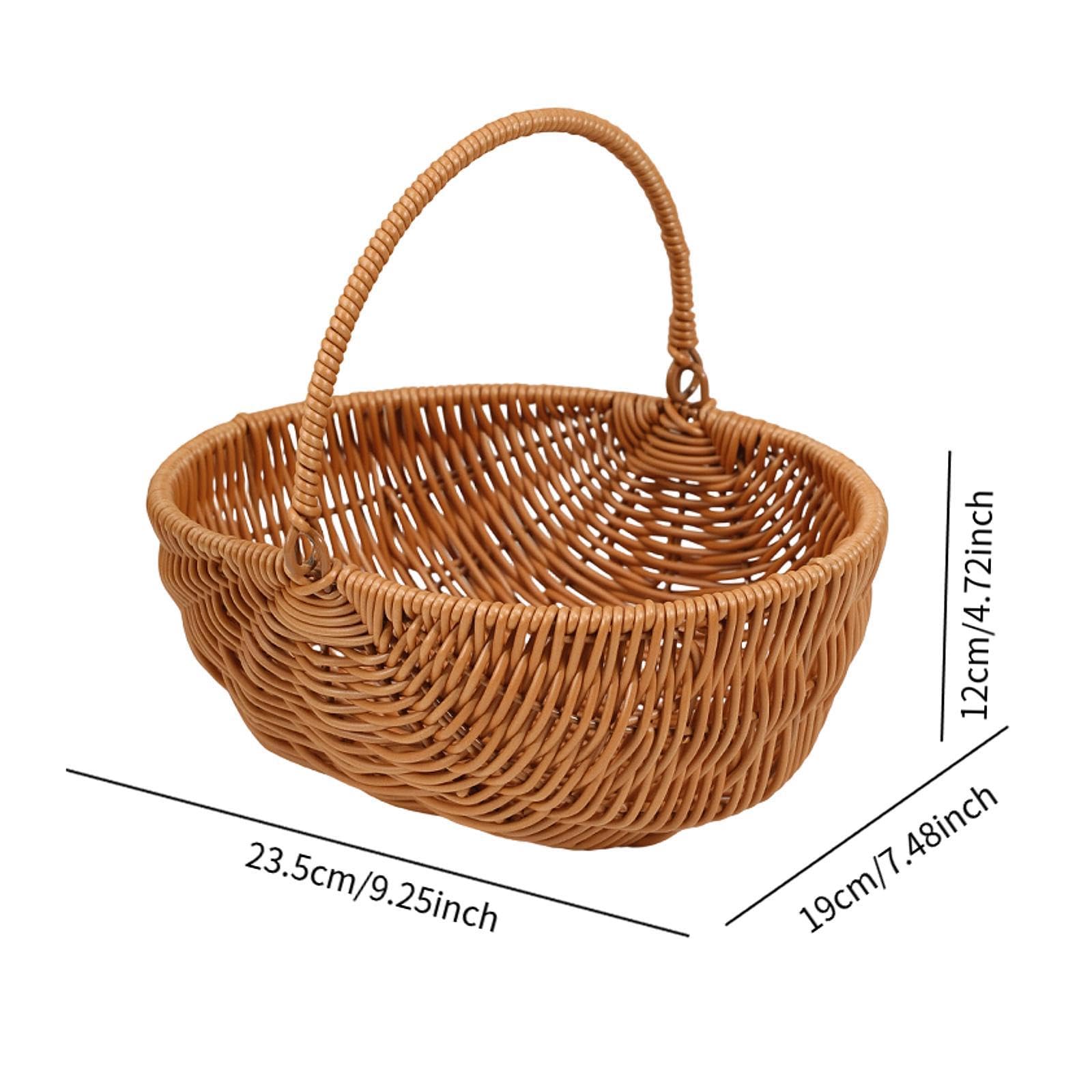 rockible Cestino da Picnic Intrecciato di con Manico, Regalo Pratico, Leggero, Durevole e Facile da trasportare, Cestino per