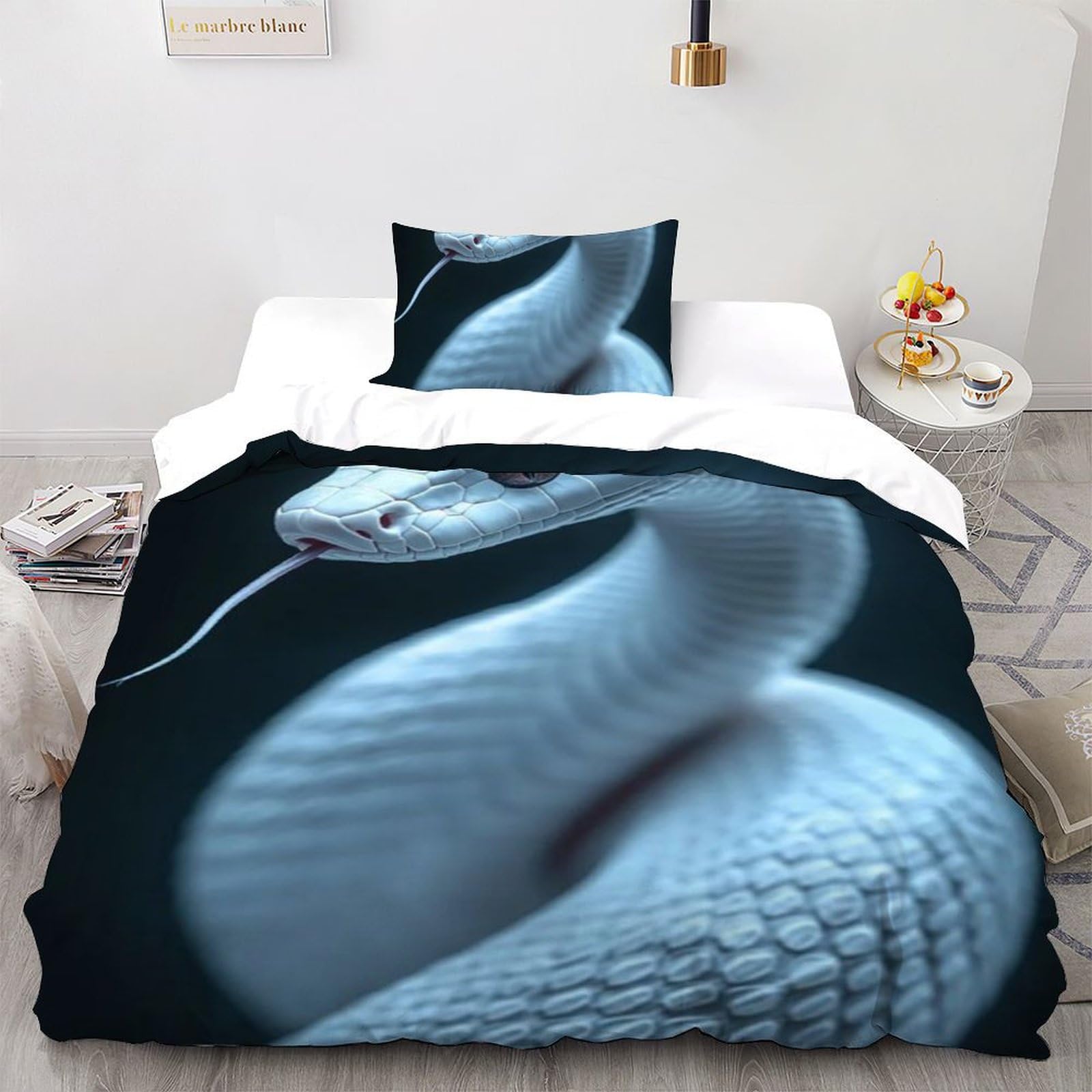 Housse de couette serpent 135x200cm imprimé 3D : le cadeau d'anniversaire idéal pour enfant passionné d'animaux
