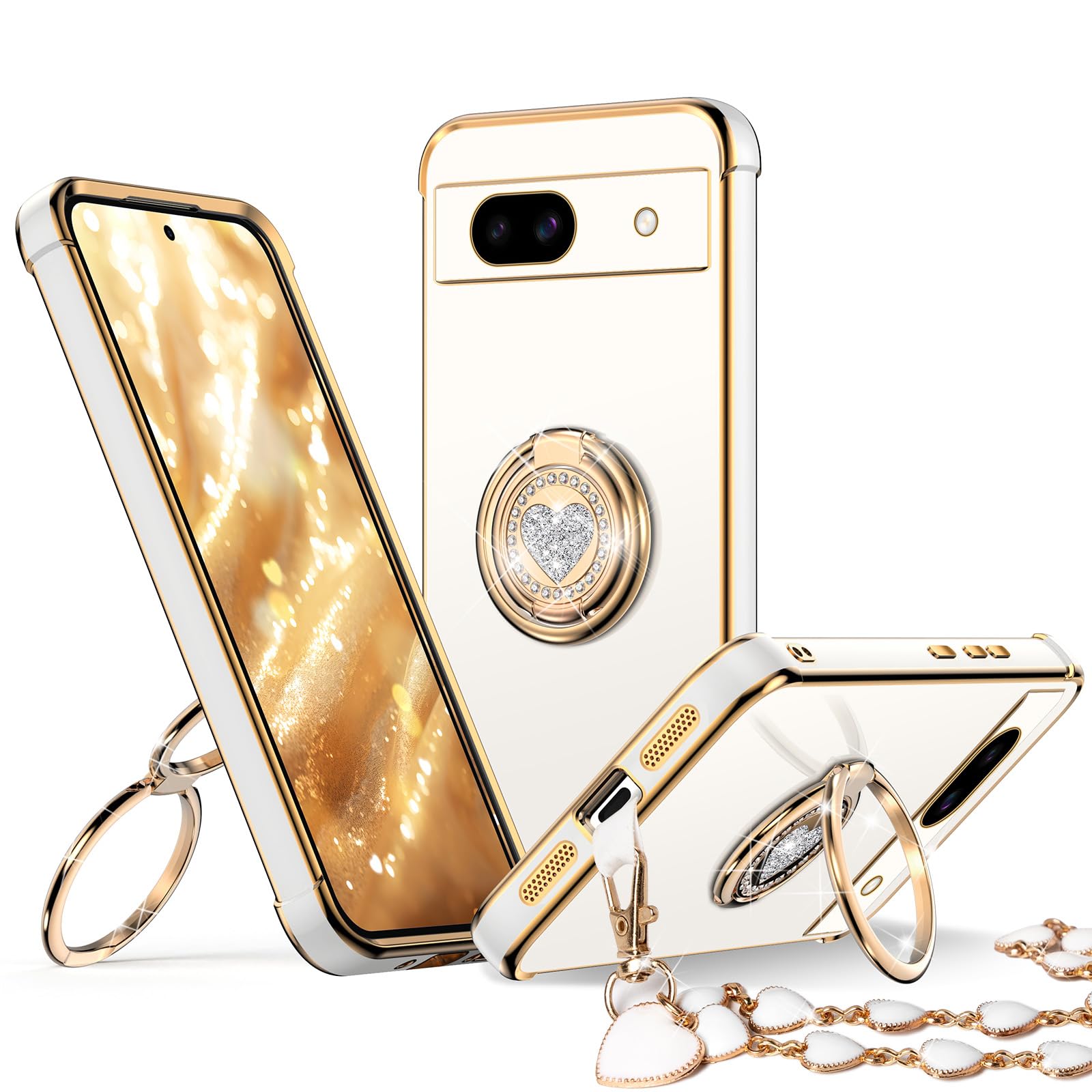 Coque Pixel 8A bling cœur mignon de protection luxe robuste - 7
