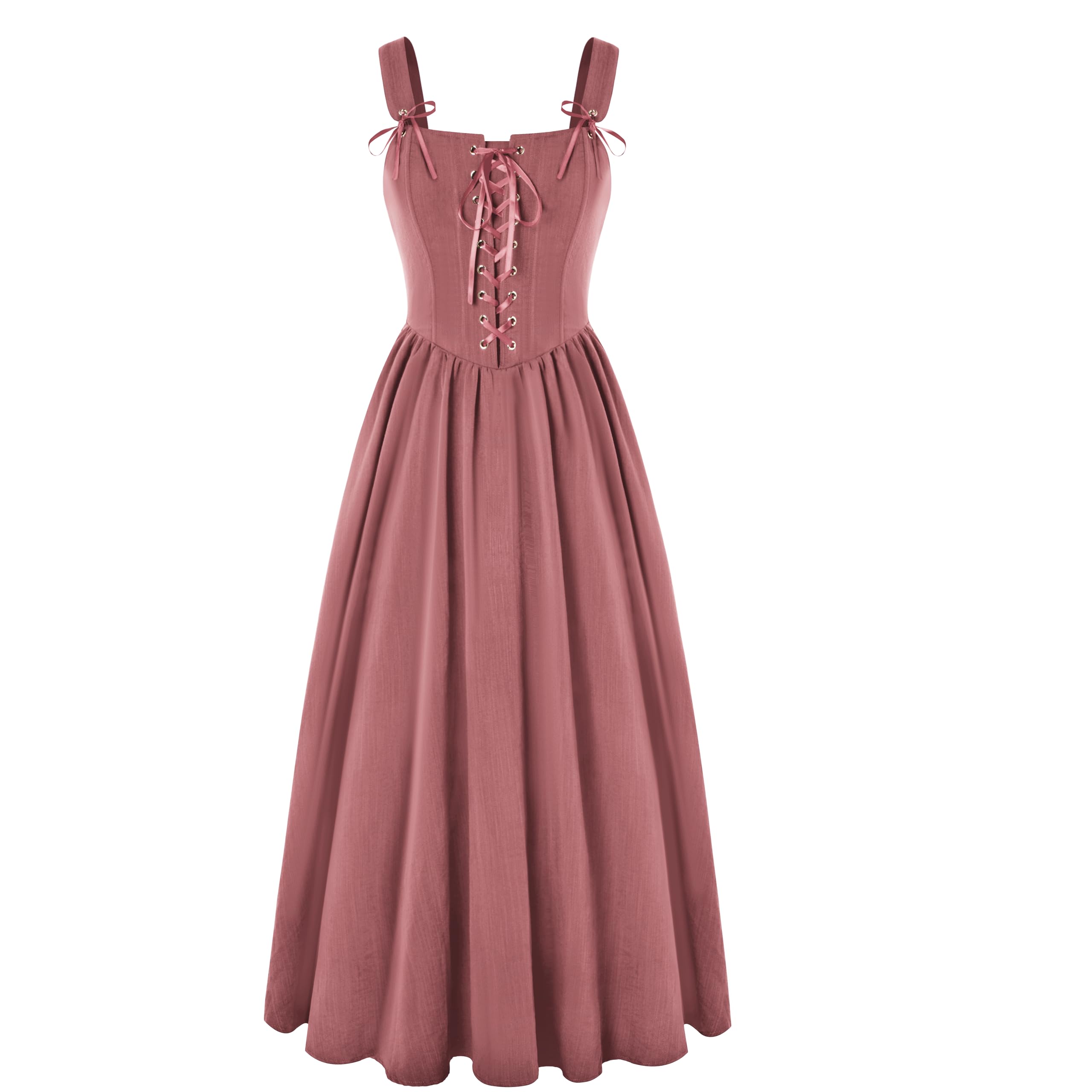 Scarlet Darkness Renaissance Dress Women Lace Up Corset Gown Medieval Cottagecore Costume Pink XXL