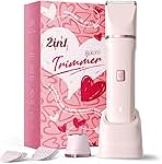 Bikini Trimmer for Women - Painless Electric Razors for Silk Skin,Cordless Body Shaver for Trip,Replaceable Lady Facial Razor, IPX7 Waterproof&Easy Cleaning, Ceramic Blade, USB Charge Dock Pink