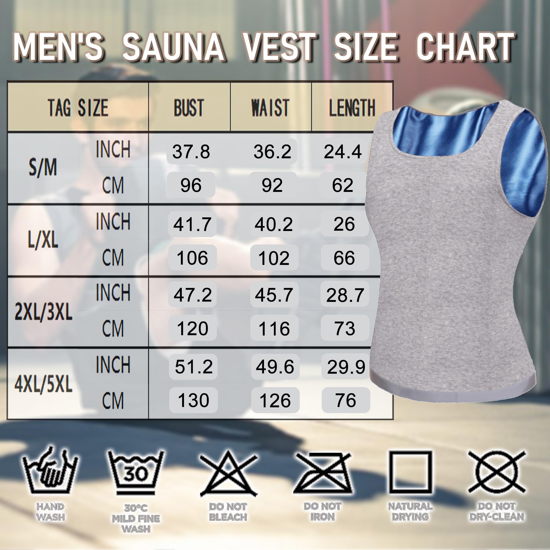 Everfion Sleeveless Sauna Suit for Men Sauna Shirt Compression Sweat Sauna Vest Workout Tank Top
