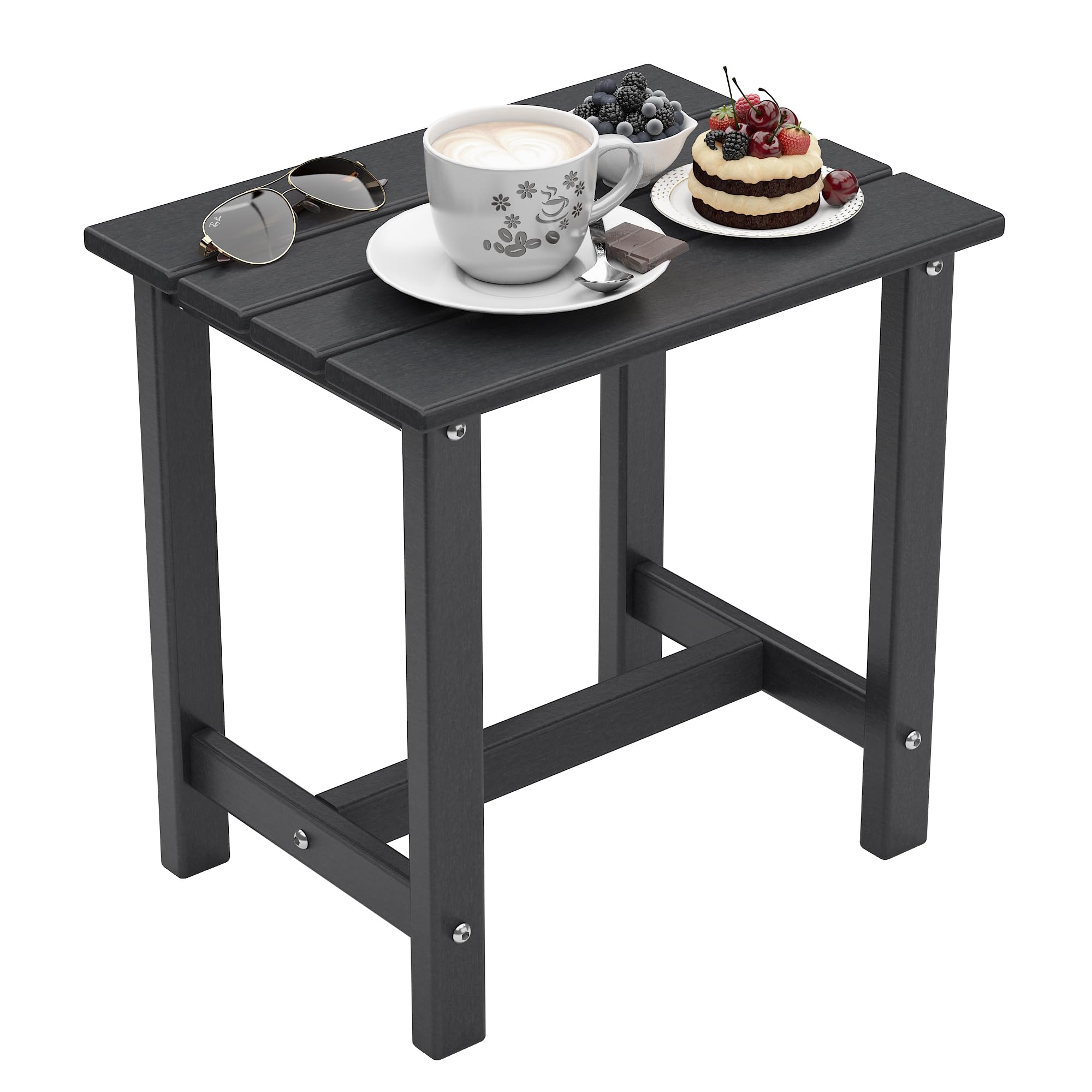 OTSUN Outdoor Side Table, End Table for Adirondack Chair, 18" Patio Table for Porch, Yard, Weather Resistant, Black