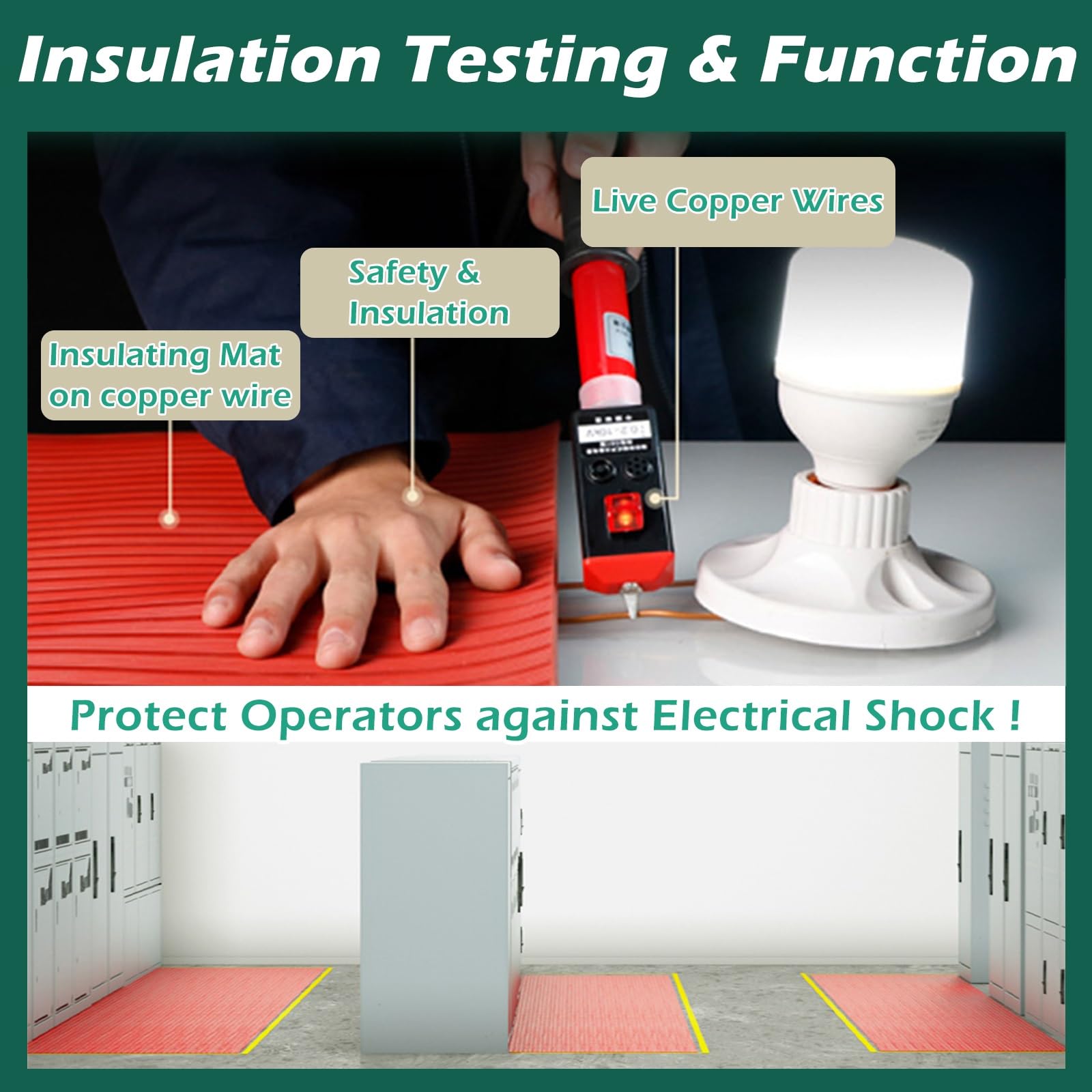 Thickness Insulation Floor Mat, Substation Distribution Room Rubber Mats Insulating for Electrical Safety, Cuttable Black Matting Roll for Factory Workshop Worker(12'x3/16(3.7mx5mm))