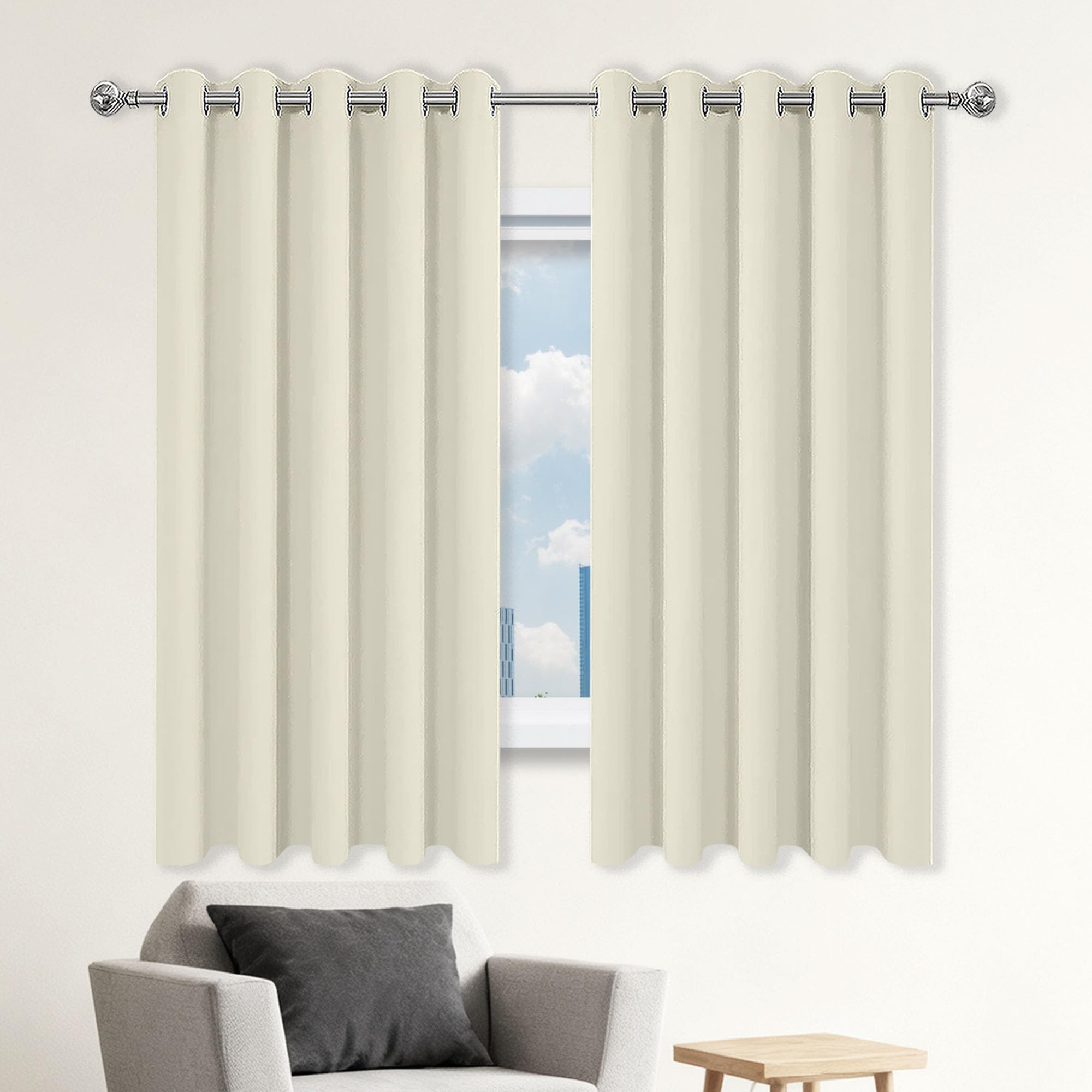 Rideaux occultants isolant thermique 400x210 cm grand format beige pour salon