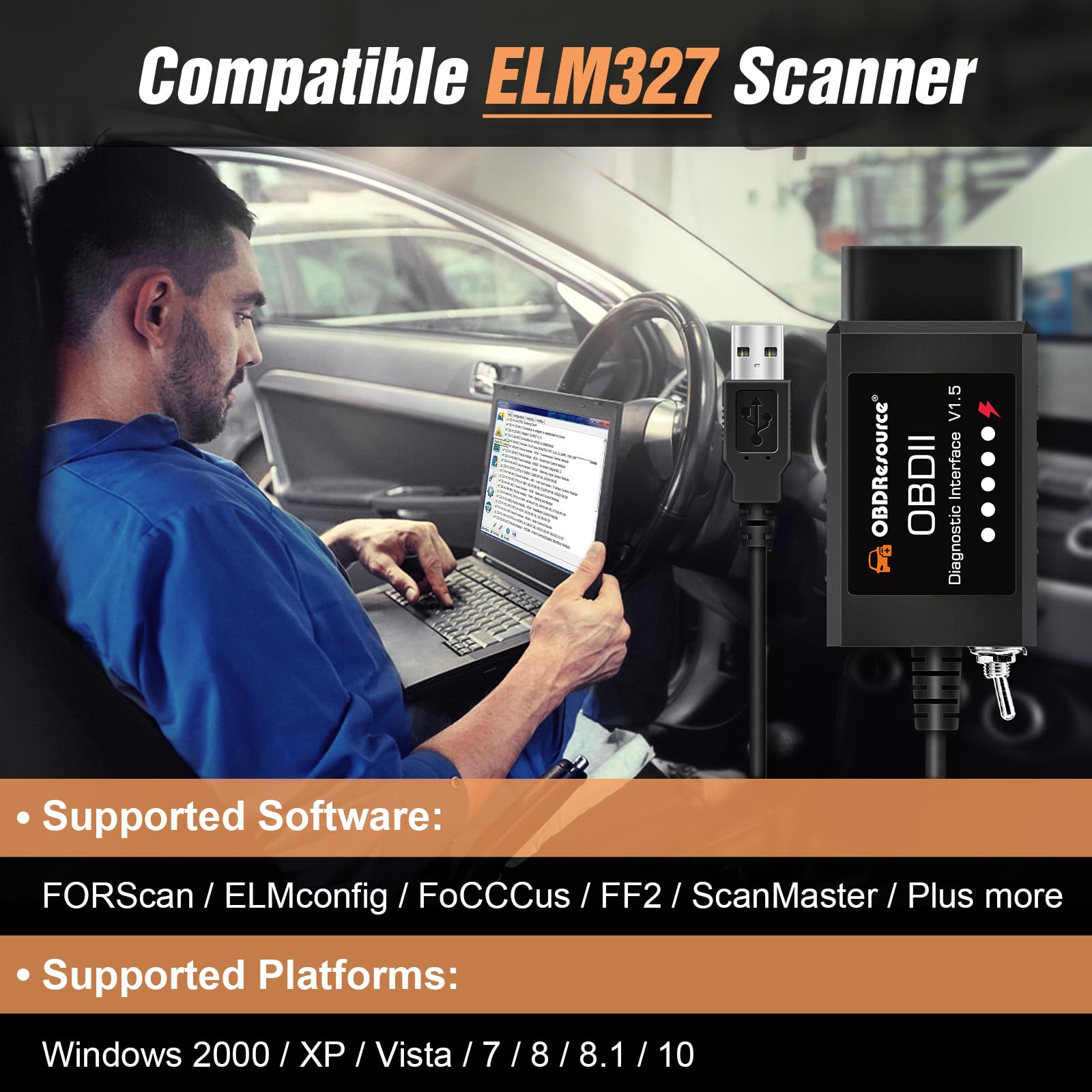 FORScan Adapter OBD2, urządzenie diagnostyczne OBD2, narzędzie diagnostyczne do wszystkich samochodów z przełącznikiem Ms-Can Hs-Can do diagnozowania samochodów osobowych i lekkich, odczytywacze kodów