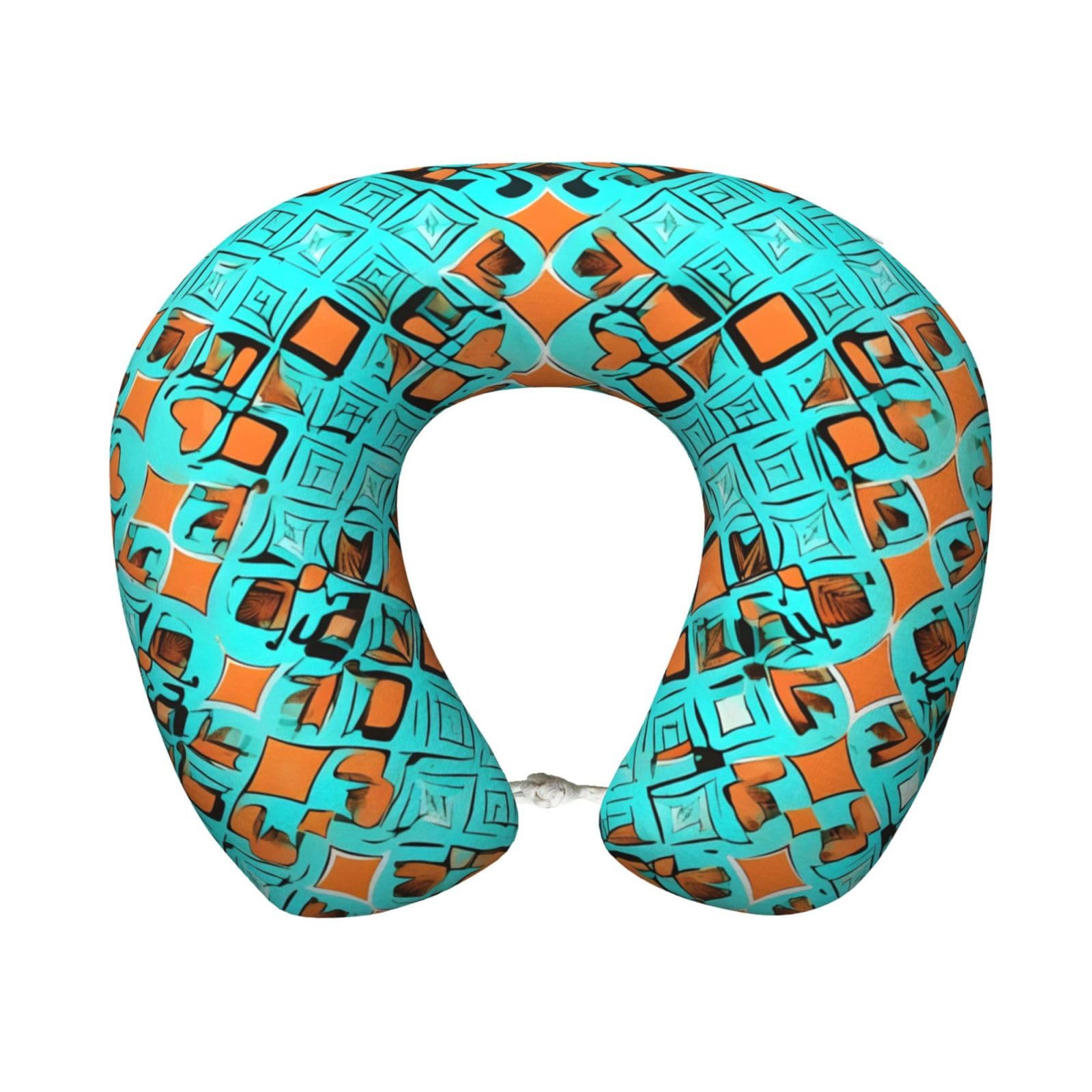 peiyeety Turquoise Wonders Print Custom U-Shaped Pillow,Memory Foam Cervical Neck Travel Pillow,for Home,Camping,Travelling