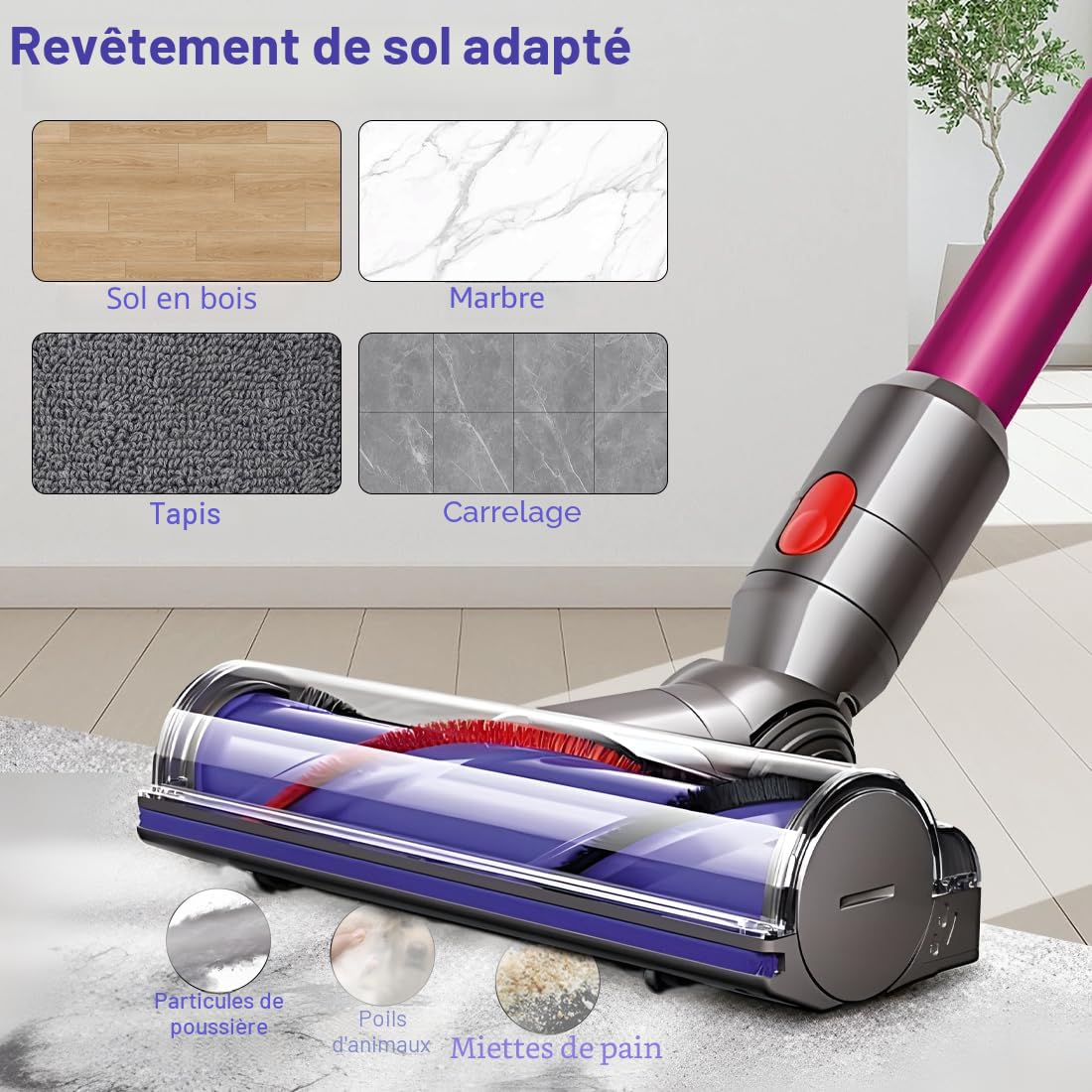 Tête de Brosse Compatible pour Dyson Aspirateur V7, V8, V10, V11, V15 - Pièce de Détachées, Accessoire, Motorhead, Brosse Turbine, Brosse Motorisée pour Tapis et Sols Durs