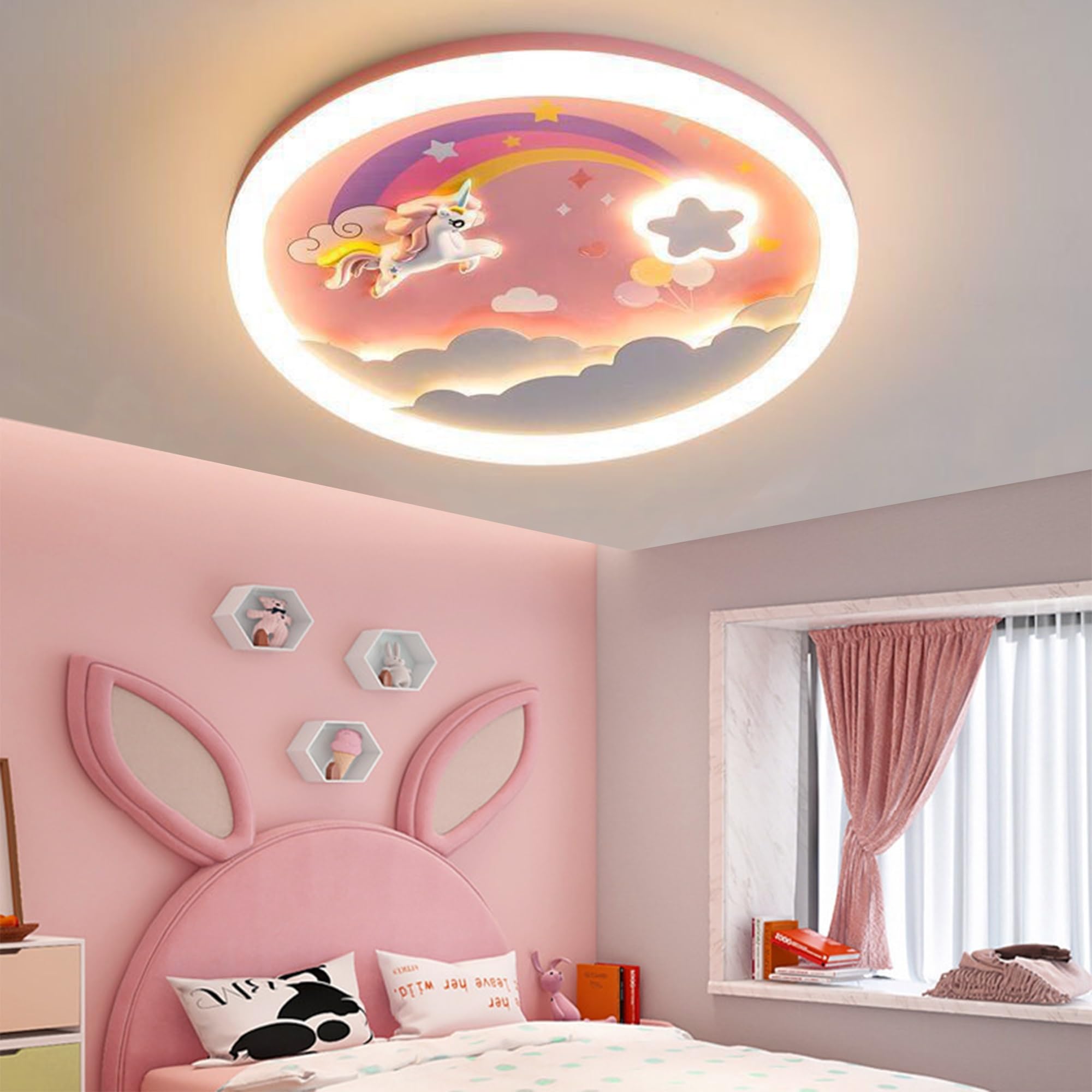 Plafonnier LED Rose pour eviter l eblouissement en chambre d enfant