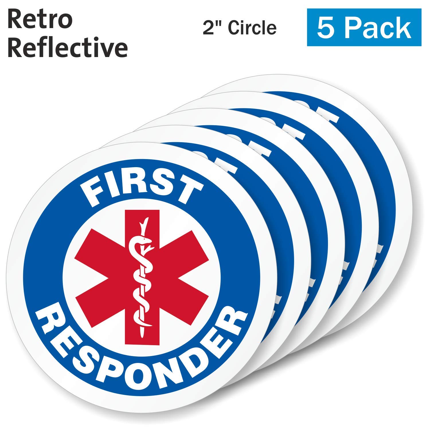 SmartSign"First Aid Trained" Pack of 5 Hard Hat Labels | Retro-Reflective, 2" Circle: Industrial & Scientific