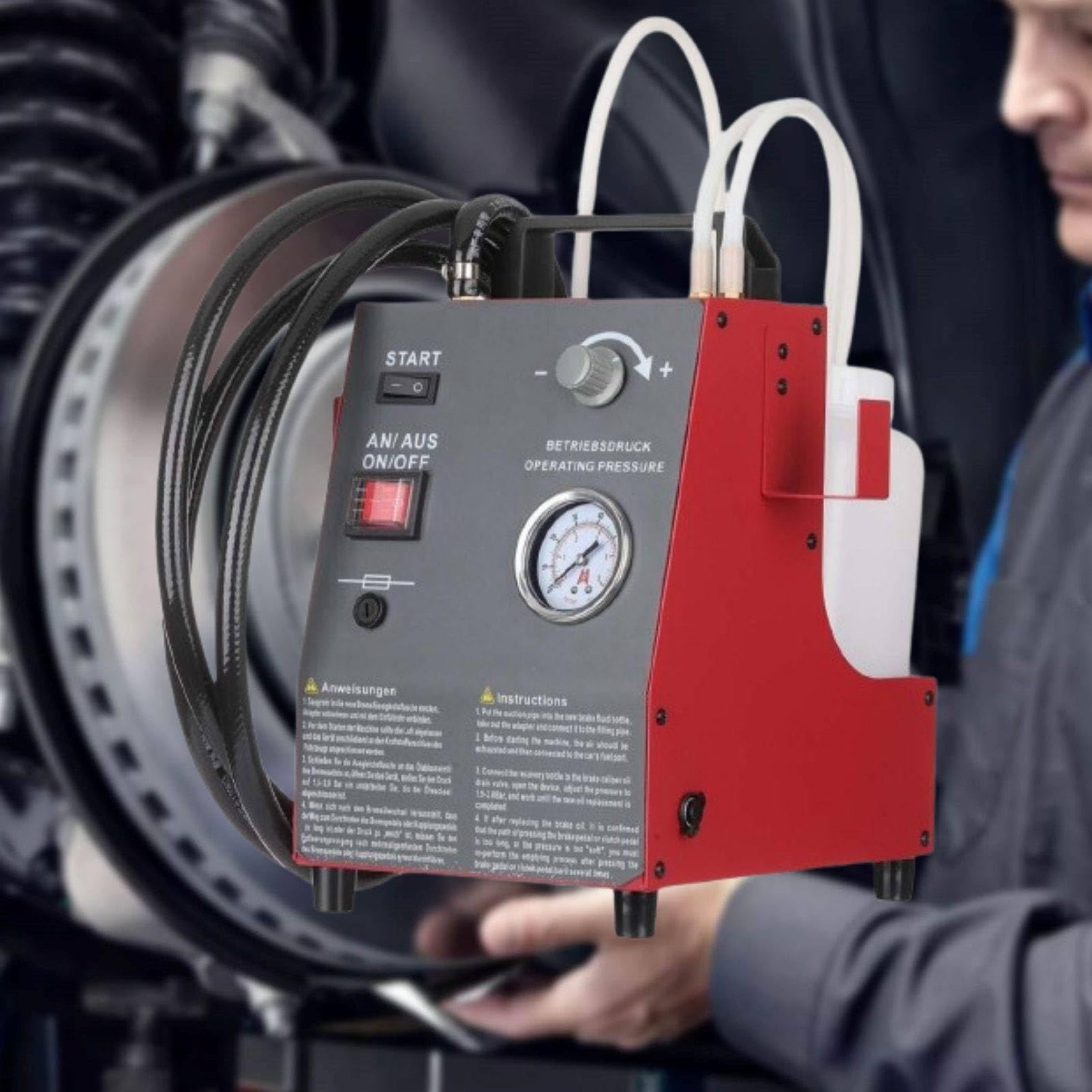 Máquina de Purga de líquido de Frenos eléctrica de 12 V CC, intercambiador de líquido de Frenos por presión pulsante con Juego Universal, Equipo de Purga de Frenos para una Persona