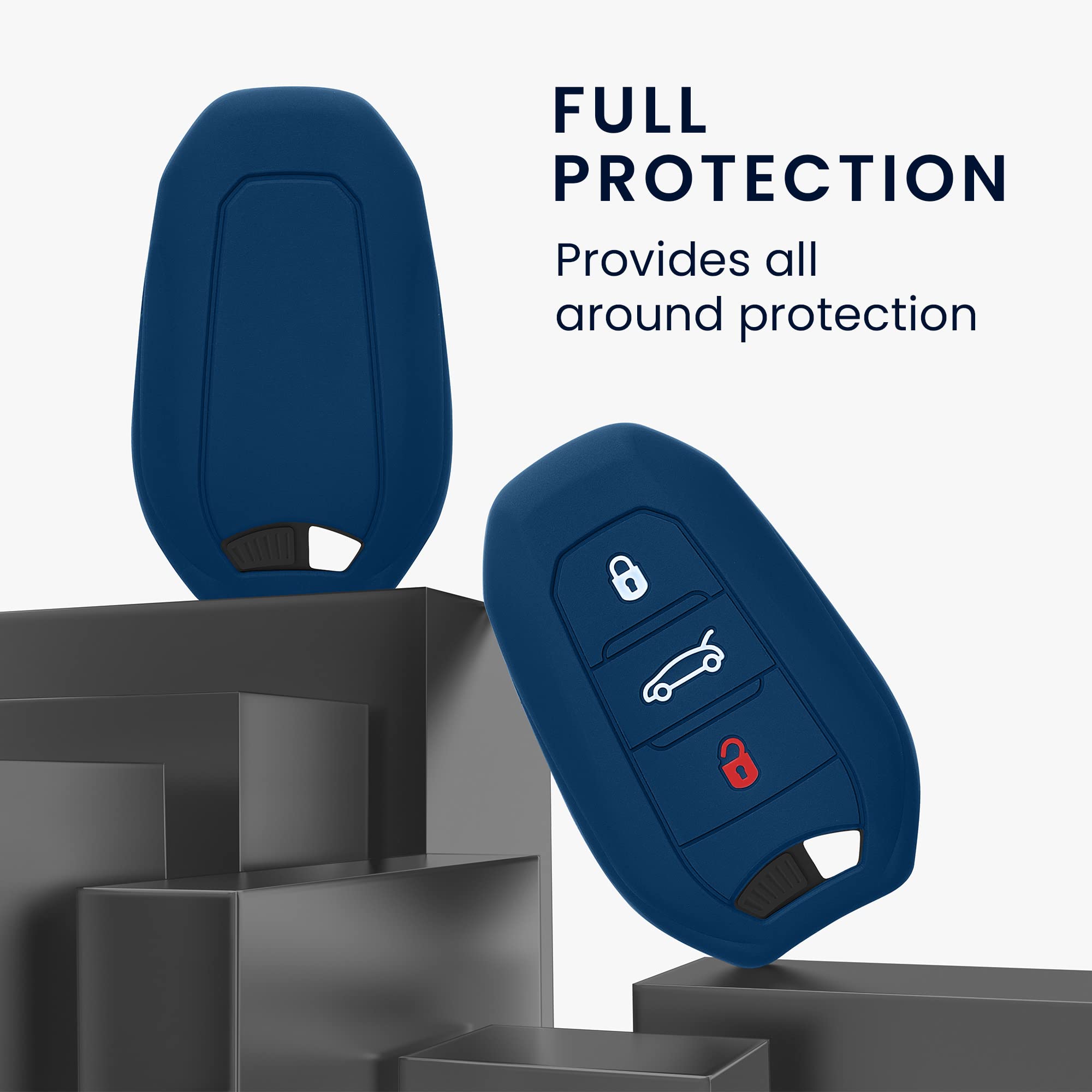 kwmobile Akcesorium do kluczyka samochodowego kompatybilne z Peugeot Citroen Smartkey (tylko Keyless Go) 3-przyciskowy - miękki silikonowy futerał do kluczyka samochodowego ciemnoniebieski