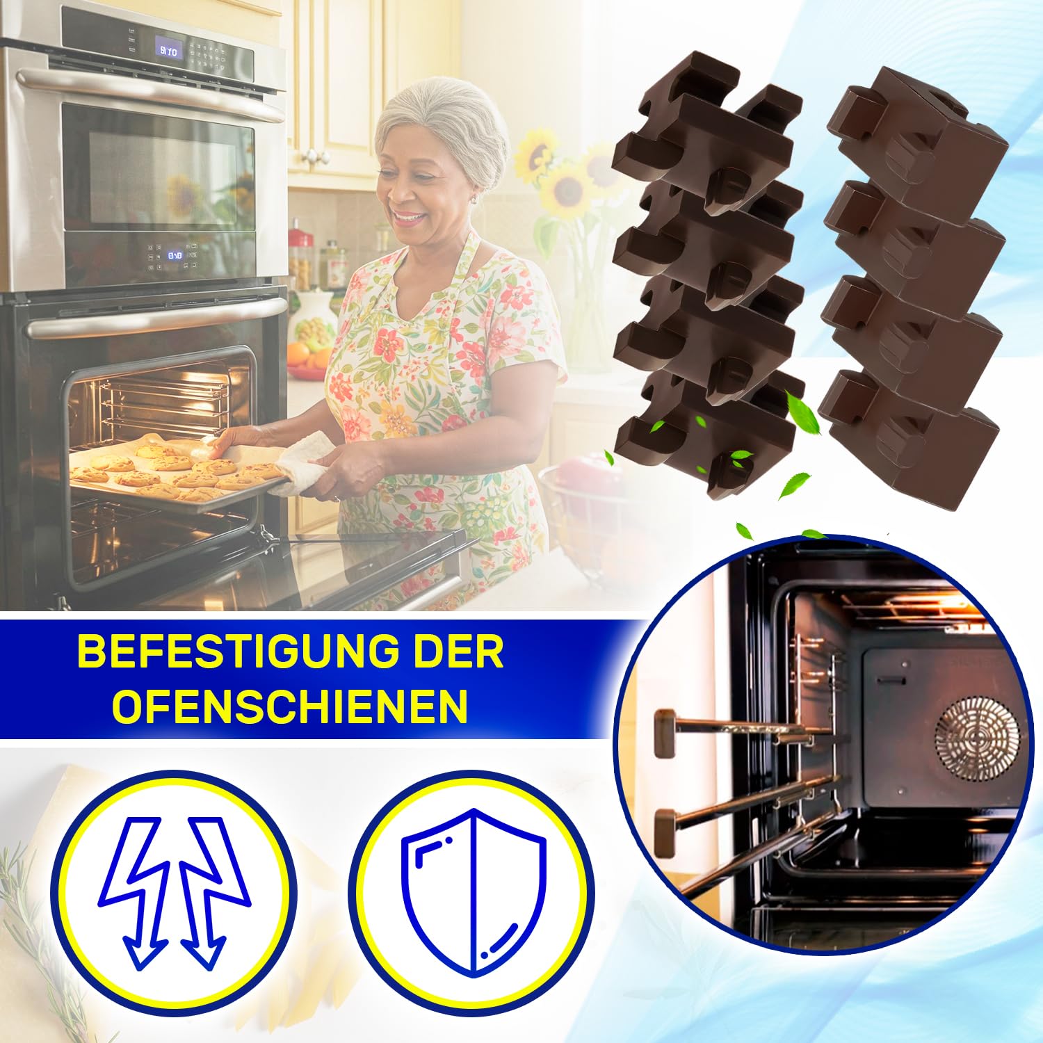 MONTERAL Kit 8 Stück Backofen Schienen Befestigungs Links Rechts für Bosch Siemens Neff